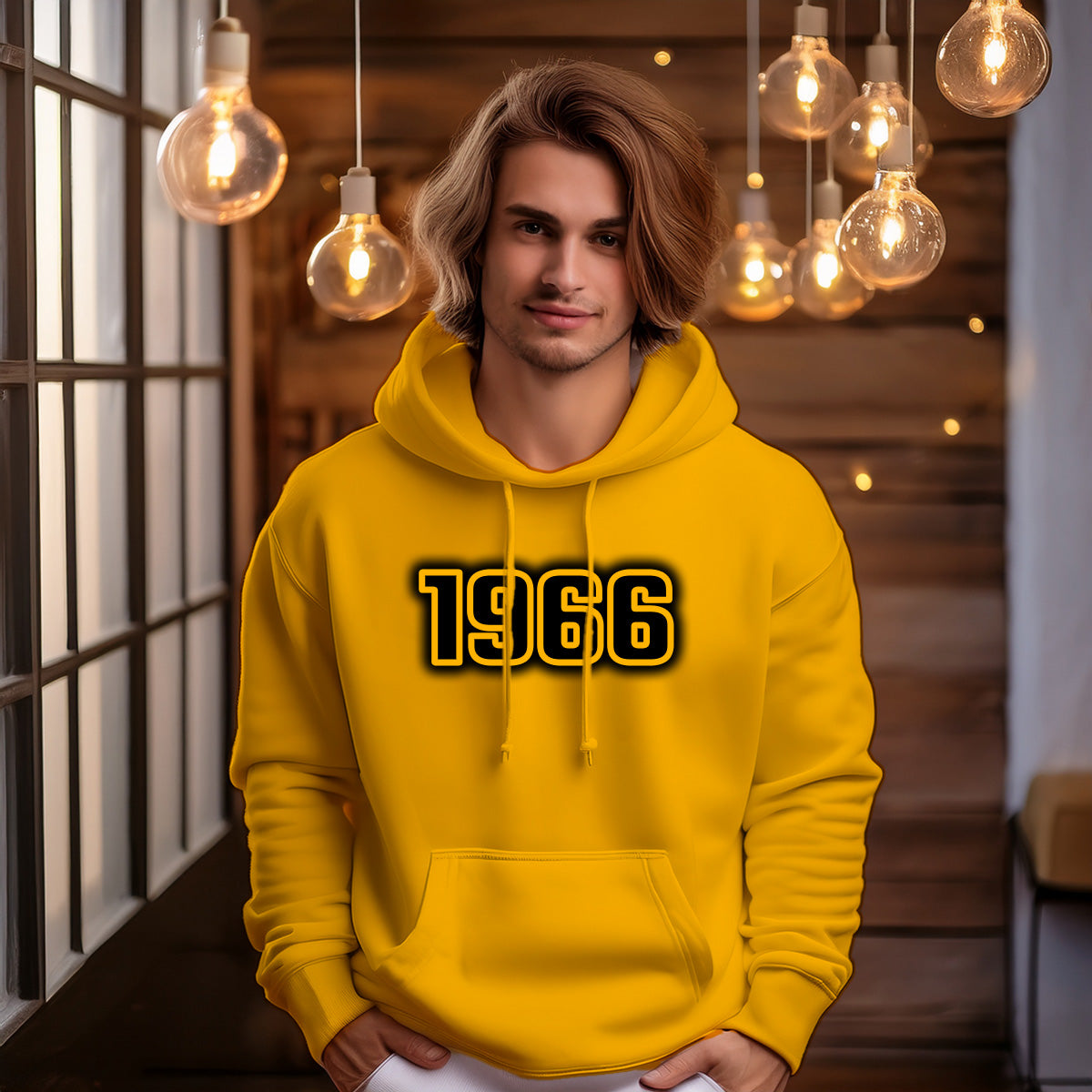 1966 Year Men Unisex Hoodie (Golden Yellow)