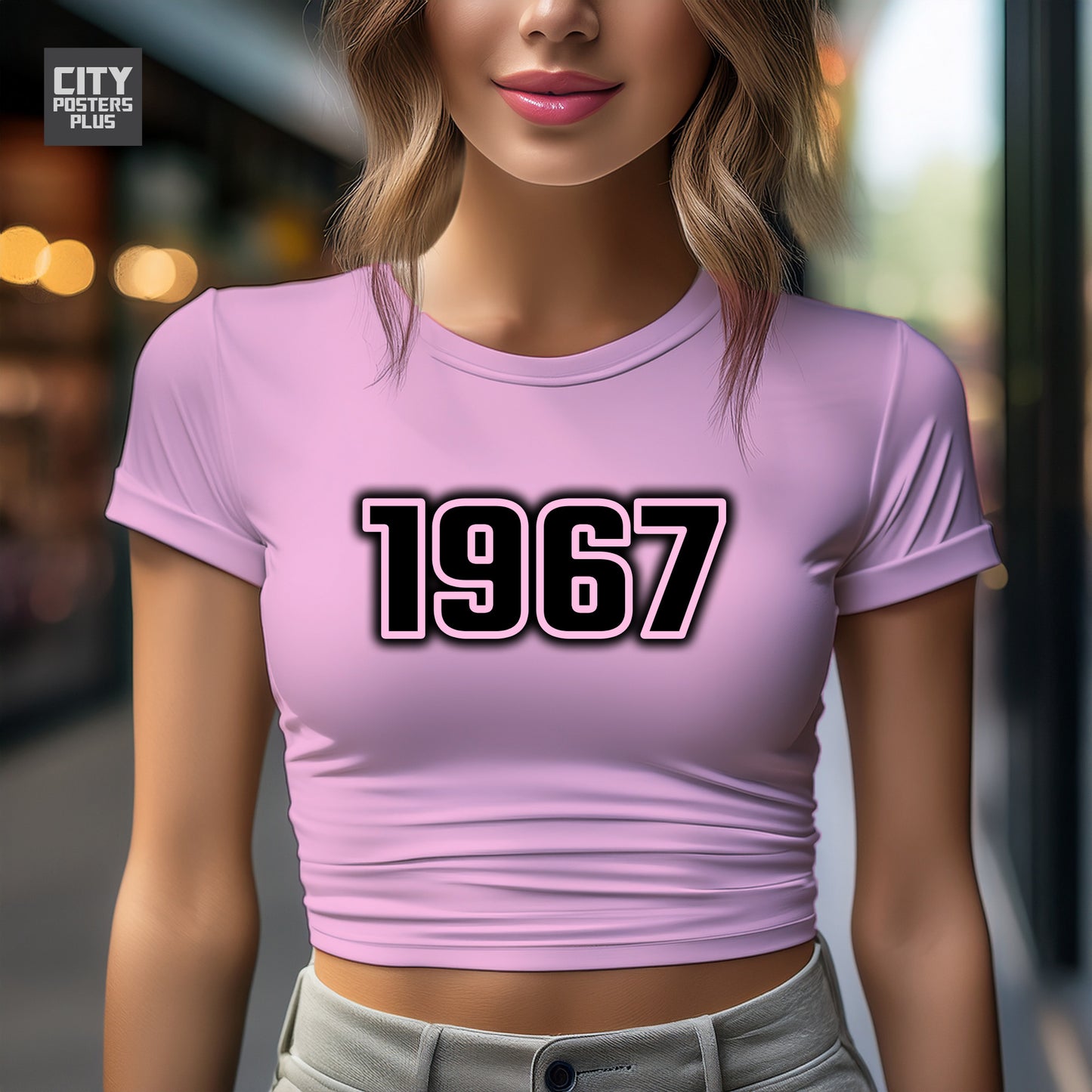 1967 Year Women Crop Top (Light Pink)