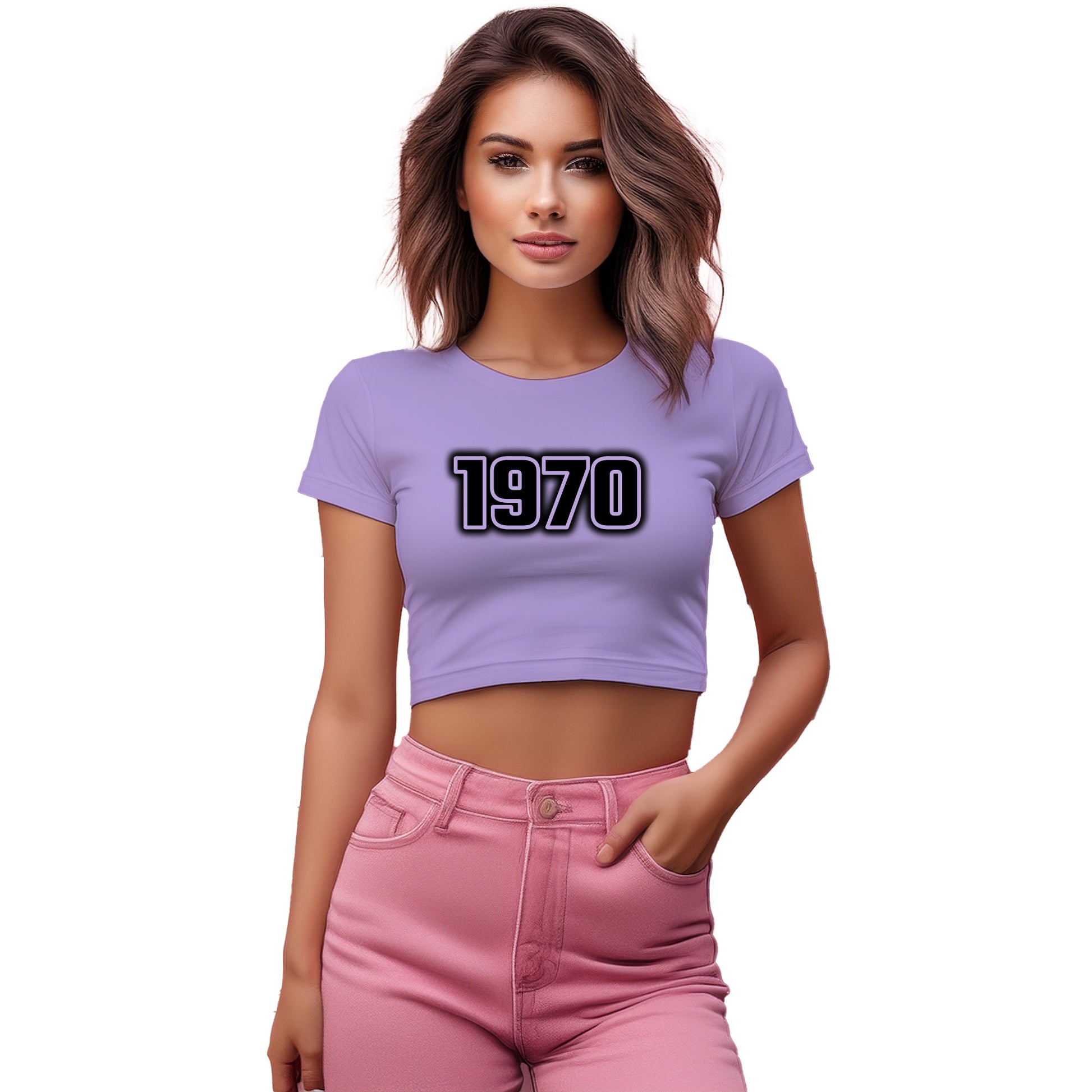 1970 Year Women Crop Top (Iris Lavender)