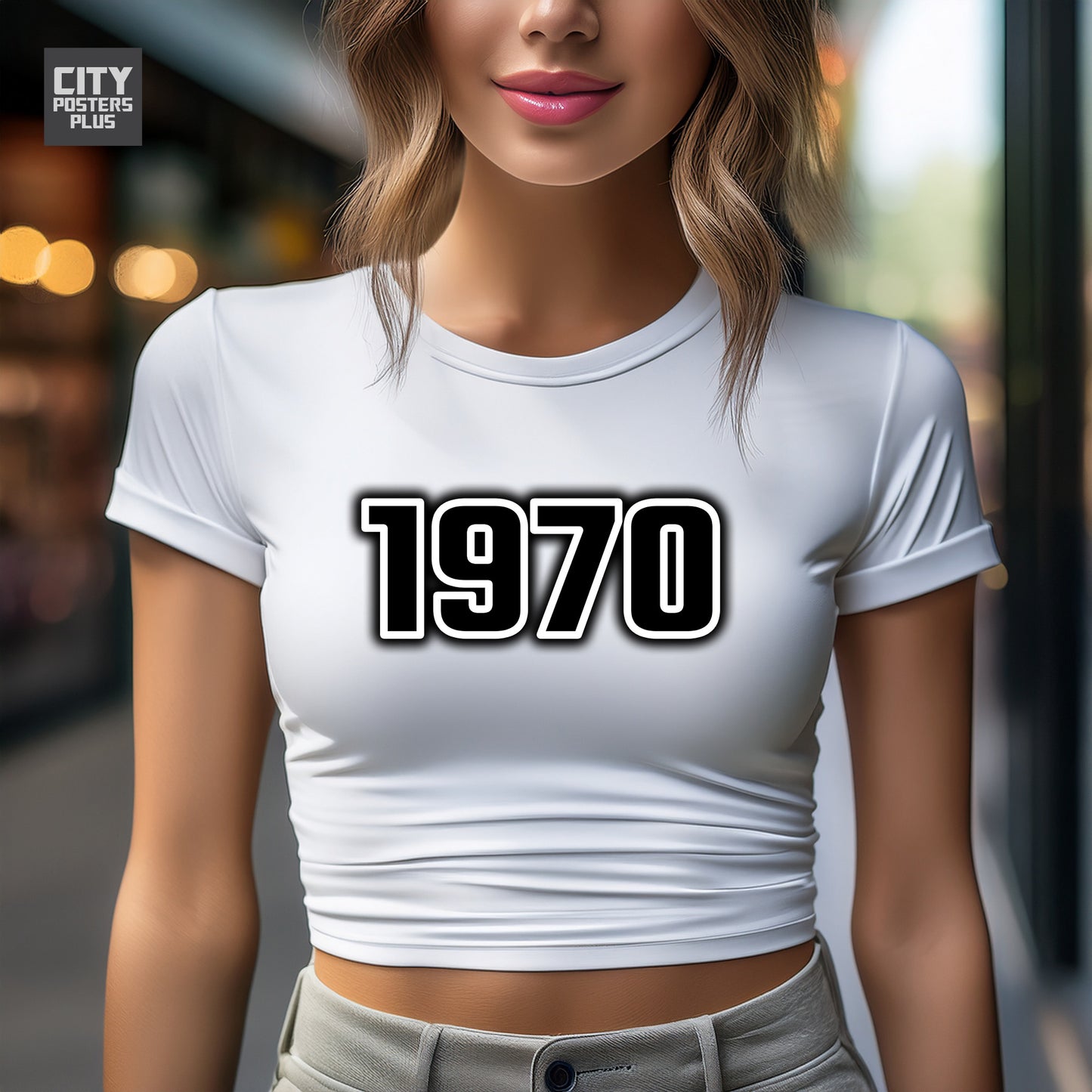 1970 Year Women Crop Top (White)