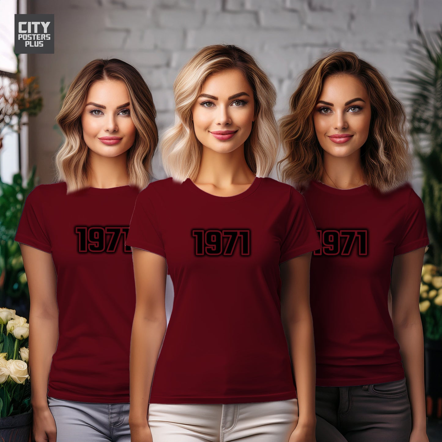 1971 Year Women T-Shirt (Maroon)