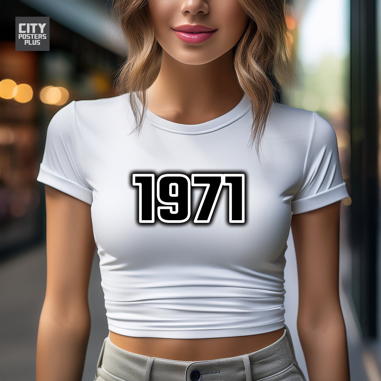 1971 Year Women Crop Top (White)