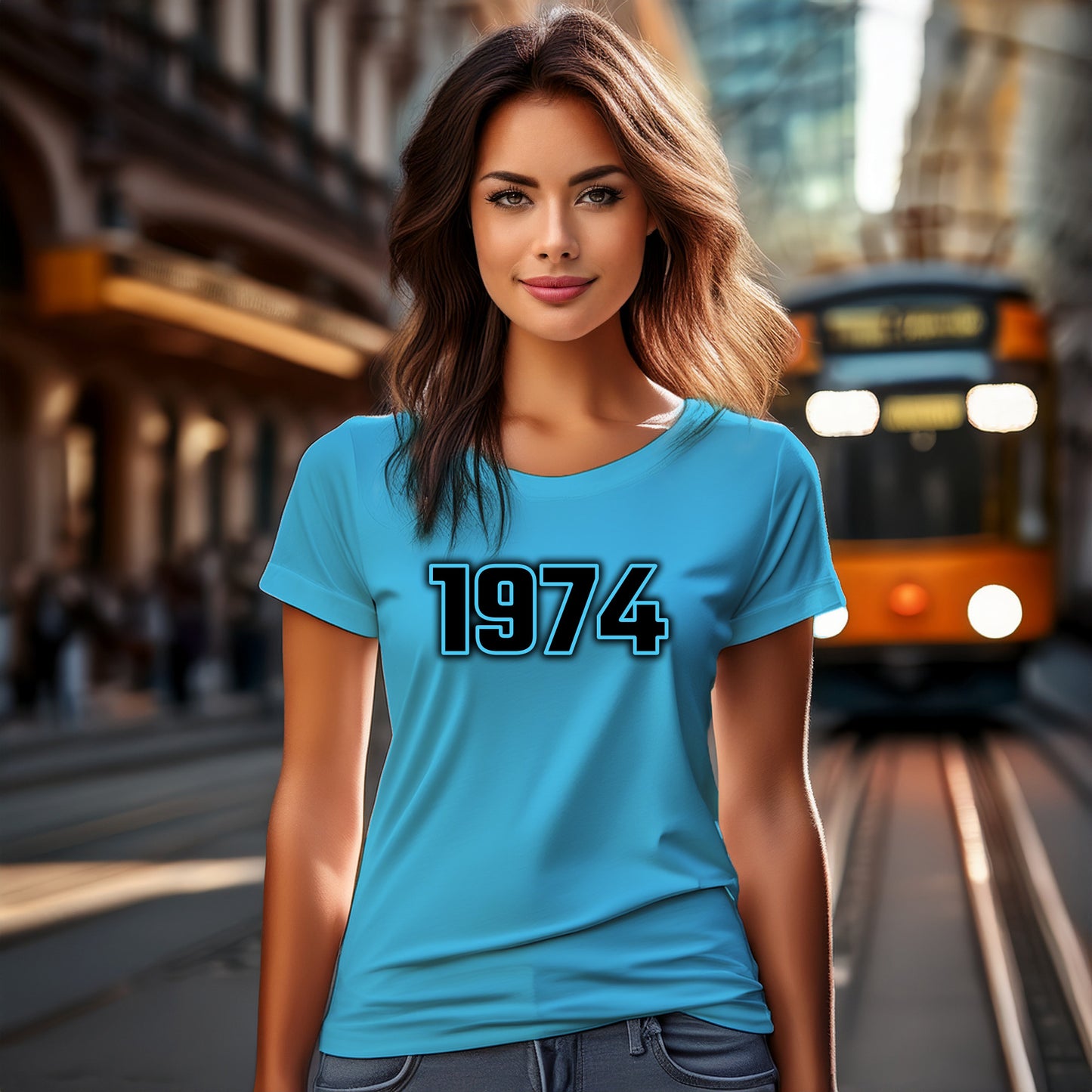 1974 Year Women T-Shirt (Sky Blue)