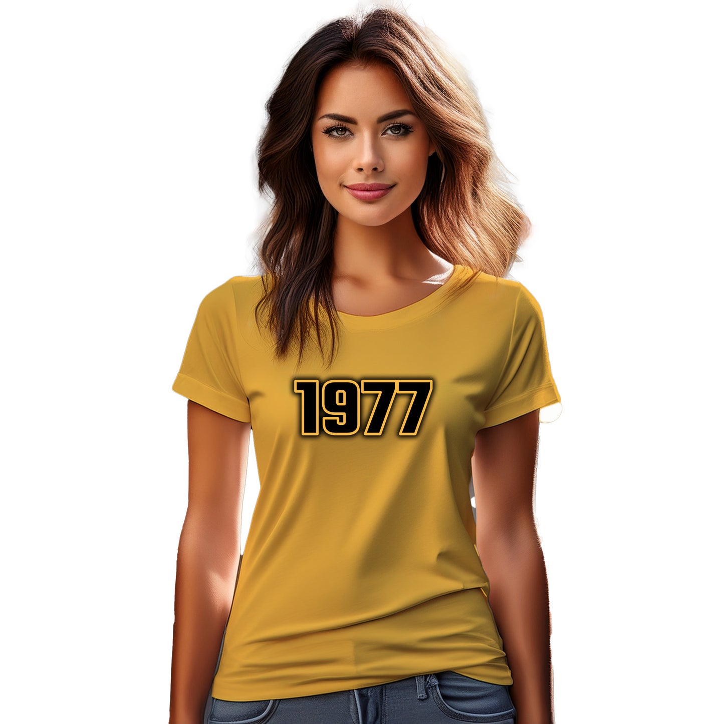 1977 Year Women T-Shirt (Golden Yellow)