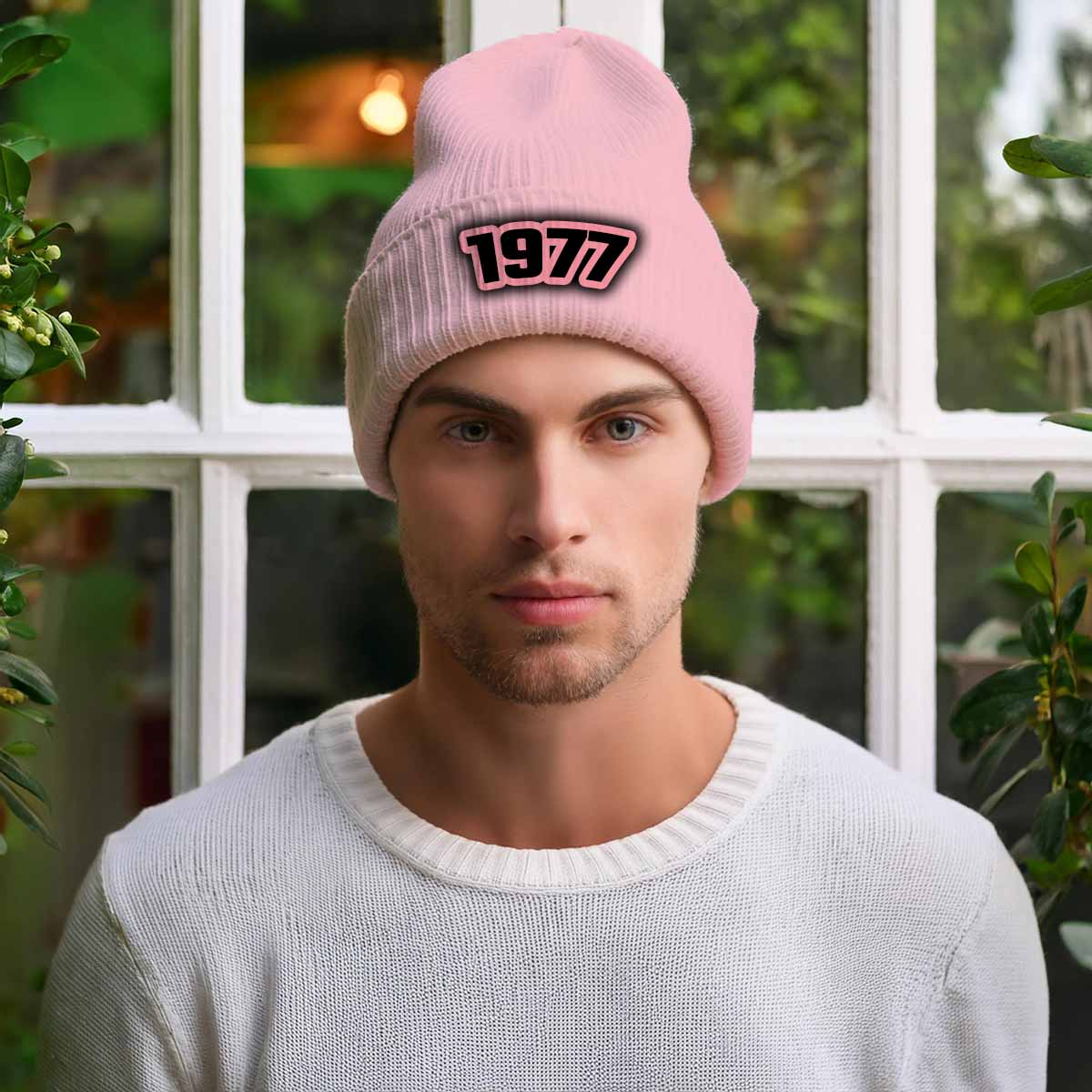 Beanies Plus 1977 Year Cuffed Beanie (Baby Pink)
