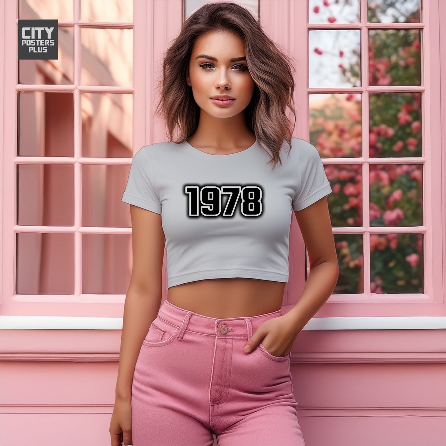 1978 Year Women Crop Top (Melange Grey)