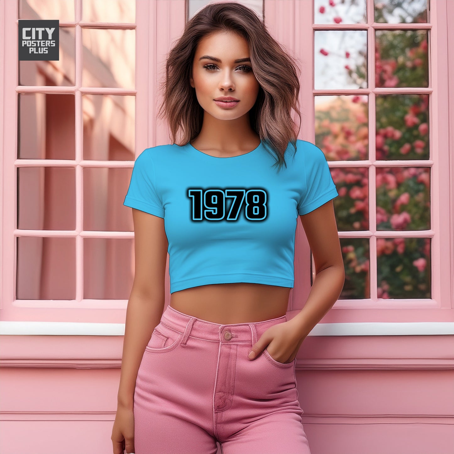 1978 Year Women Crop Top (Sky Blue)