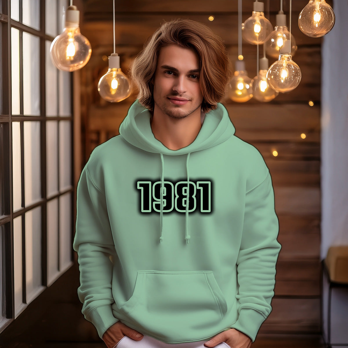 1981 Year Men Unisex Hoodie (Mint Green)
