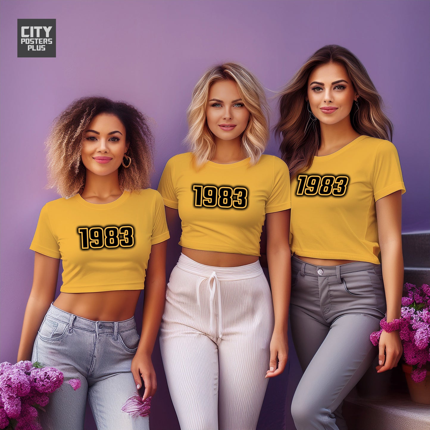 1983 Year Women Crop Top (Golden Yellow)