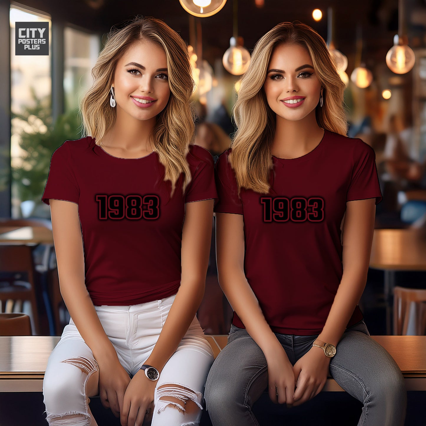 1983 Year Women T-Shirt (Maroon)
