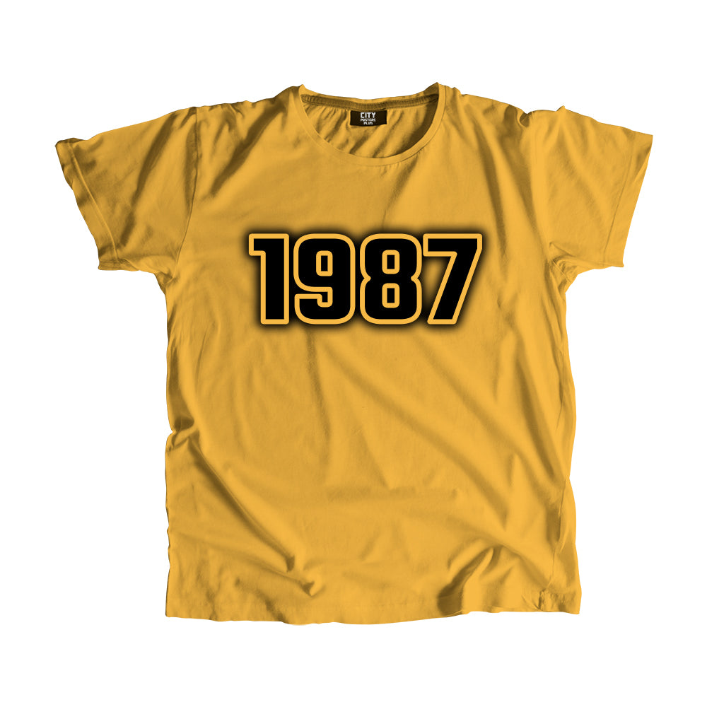 1987 Year Men Unisex T-Shirt (Golden Yellow)