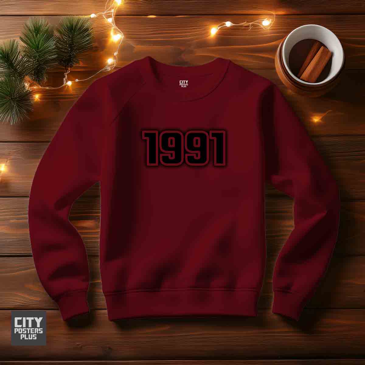 1991 Year Men Unisex Sweatshirt (Maroon)