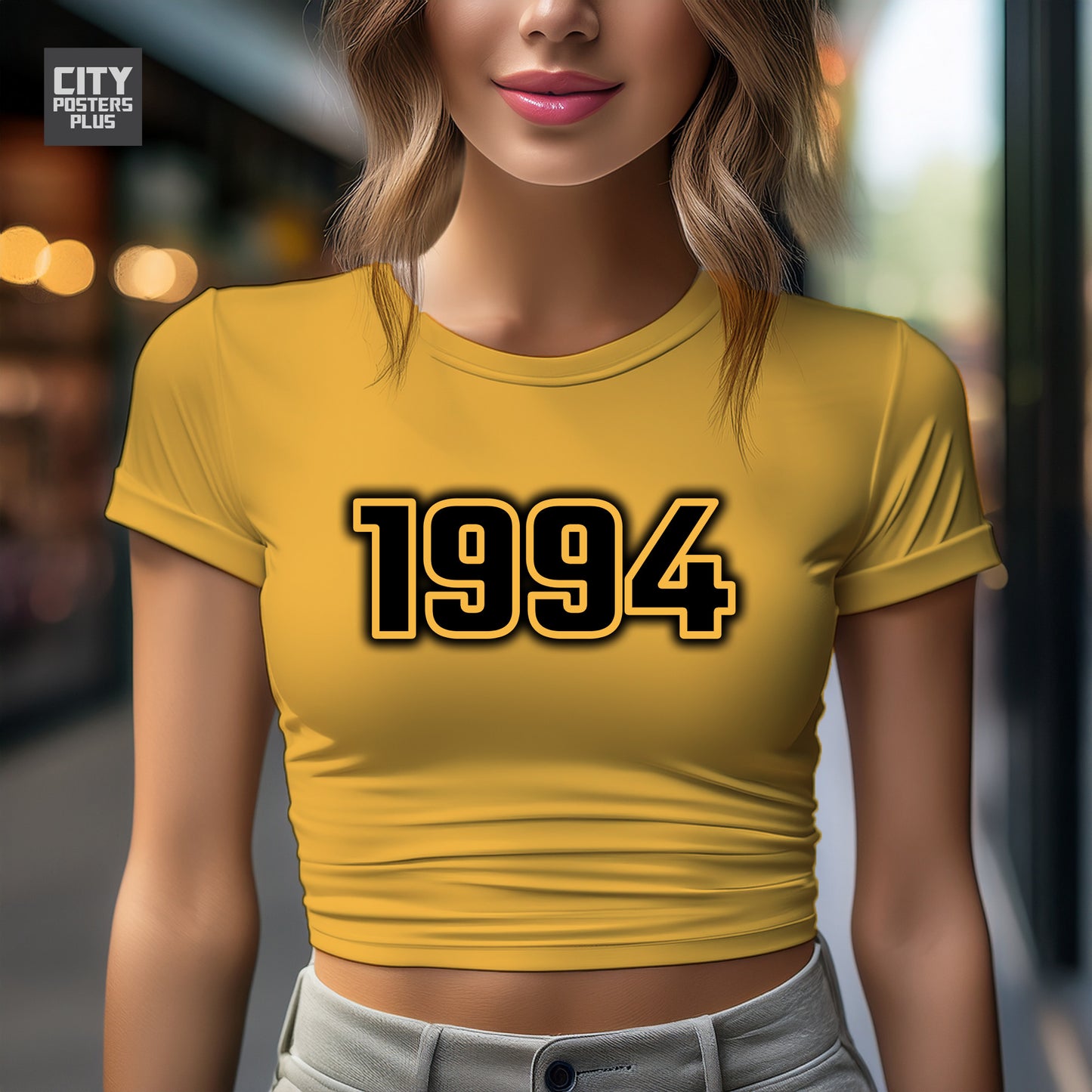 1994 Year Women Crop Top (Golden Yellow)