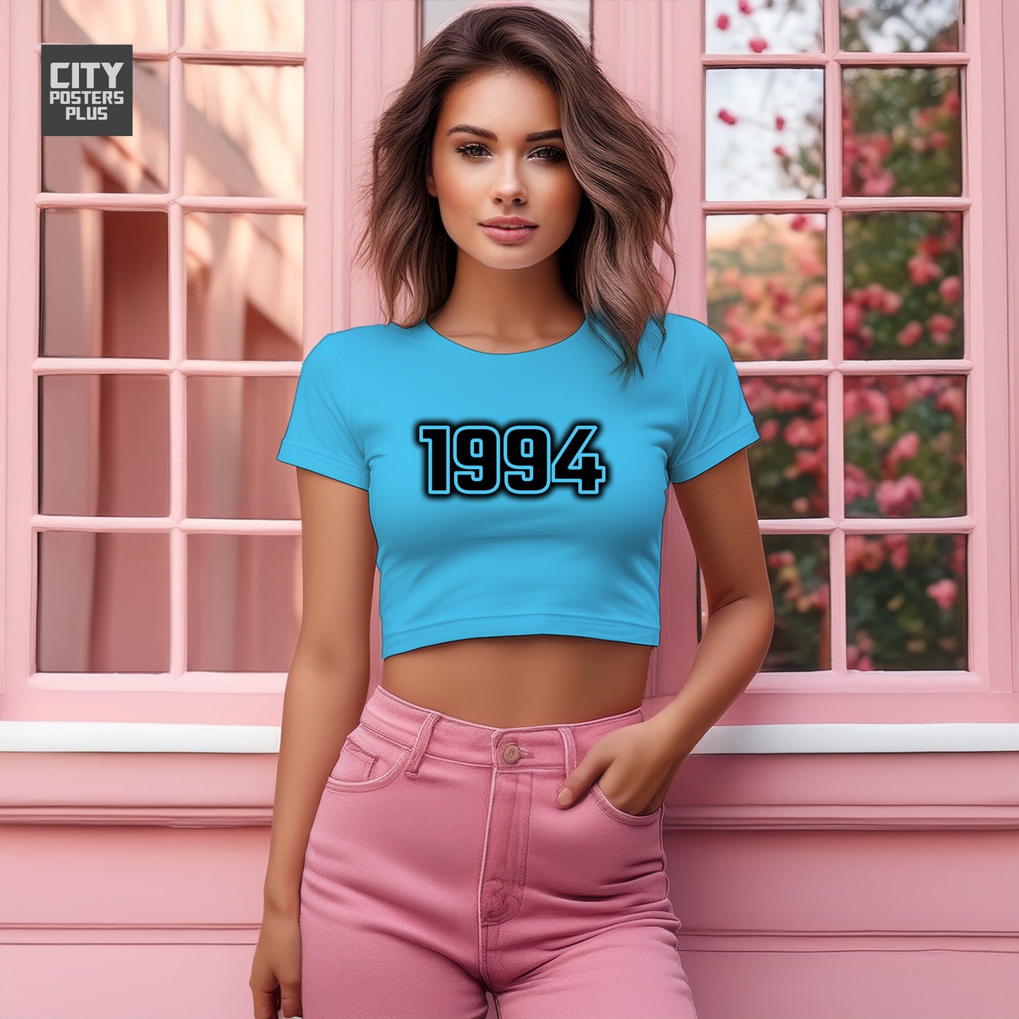 1994 Year Women Crop Top (Sky Blue)