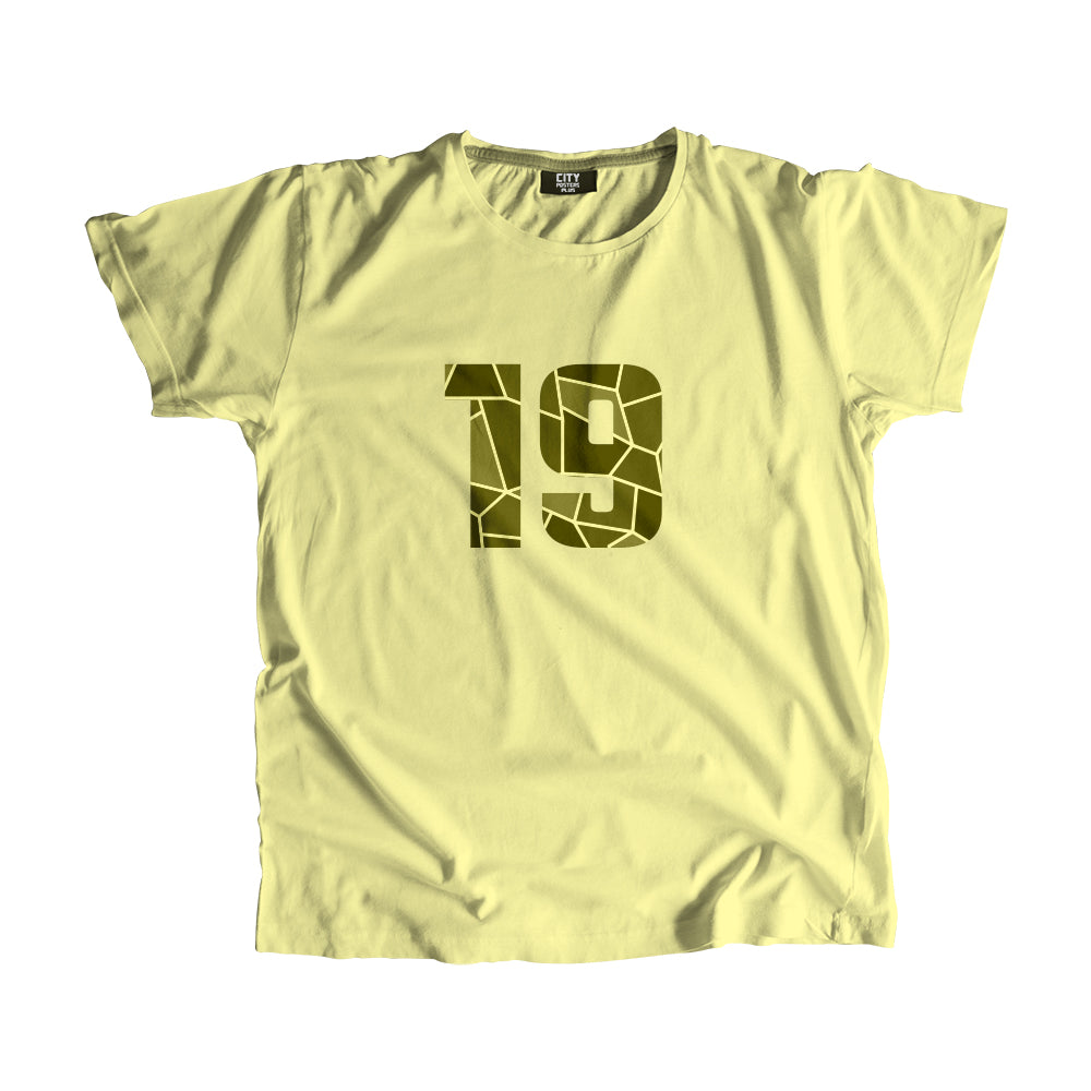 19 Number Men Unisex T-Shirt (Butter Yellow)