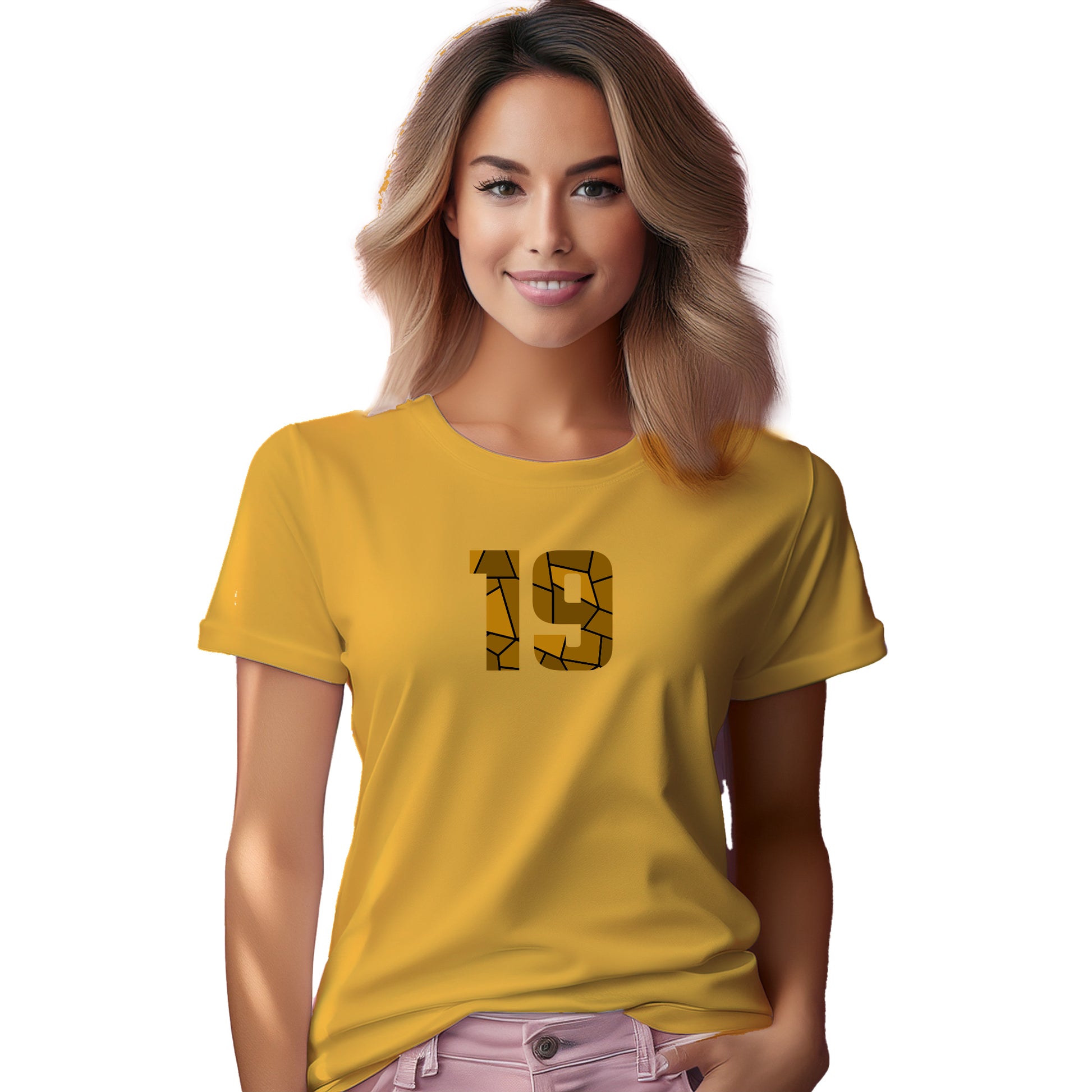 19 Number Women T-Shirt (Golden Yellow)