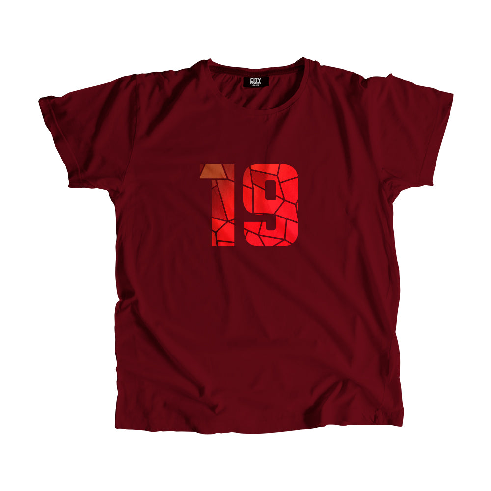 19 Number Men Unisex T-Shirt (Maroon)
