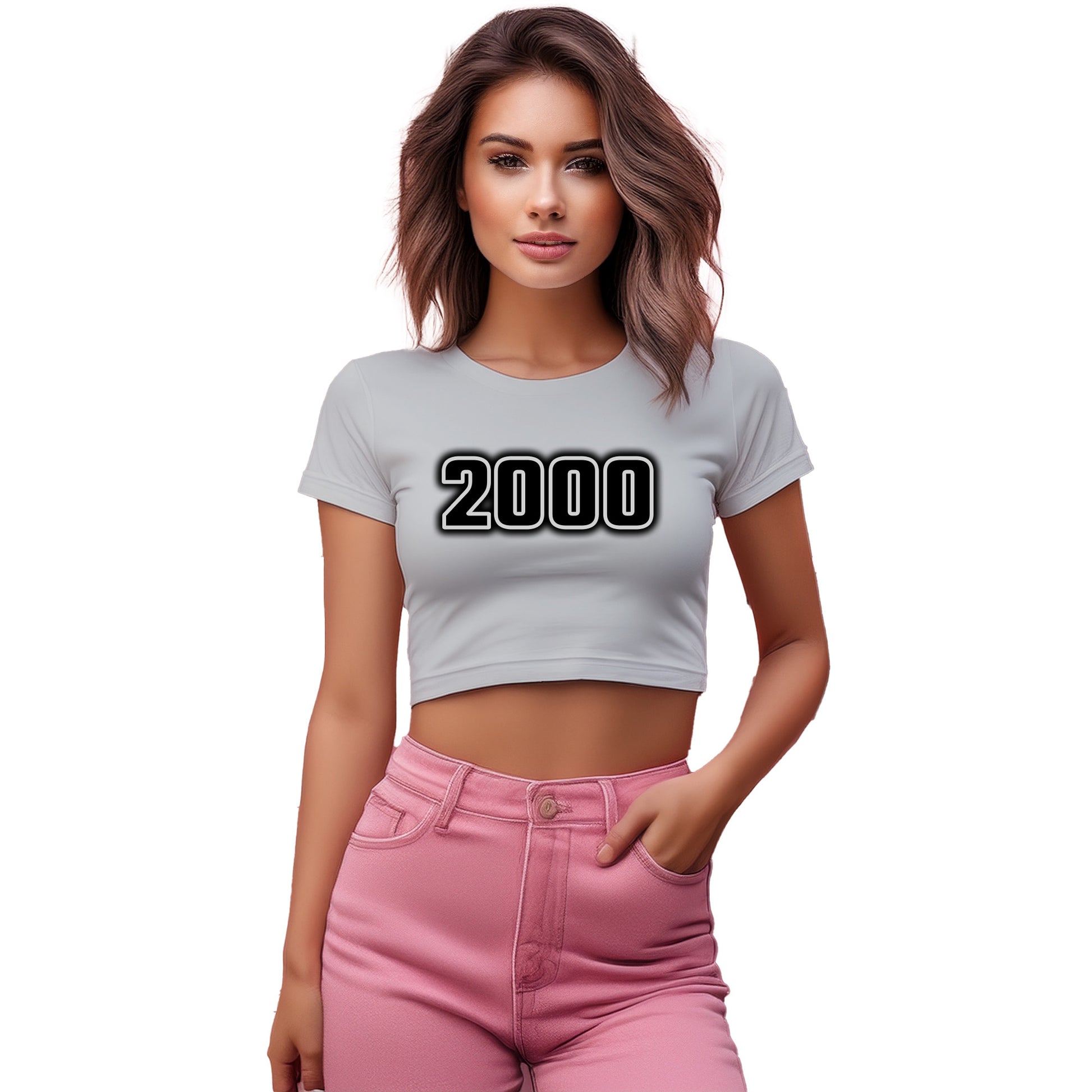 2000 Year Women Crop Top (Melange Grey)