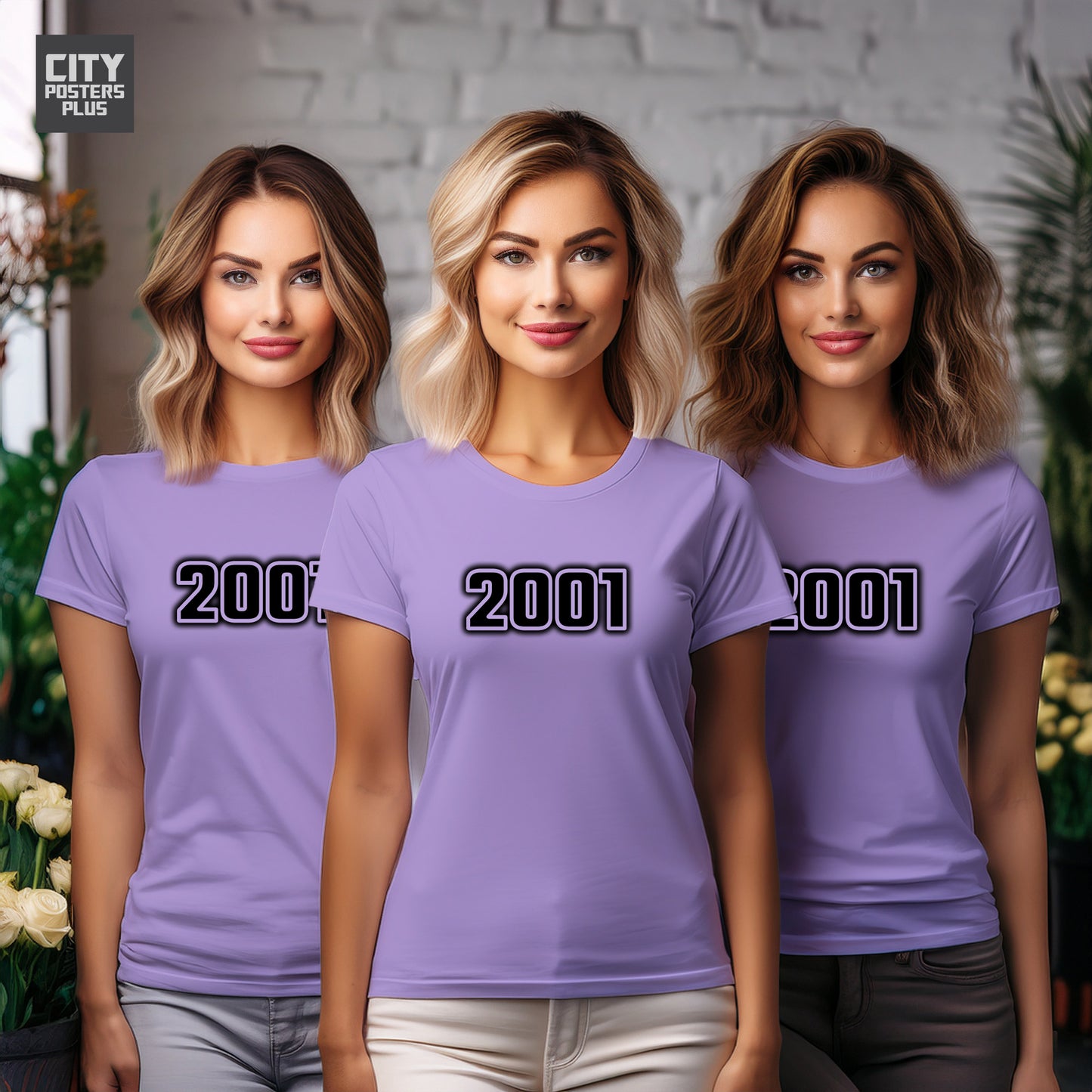 2001 Year Women T-Shirt (Iris Lavender)