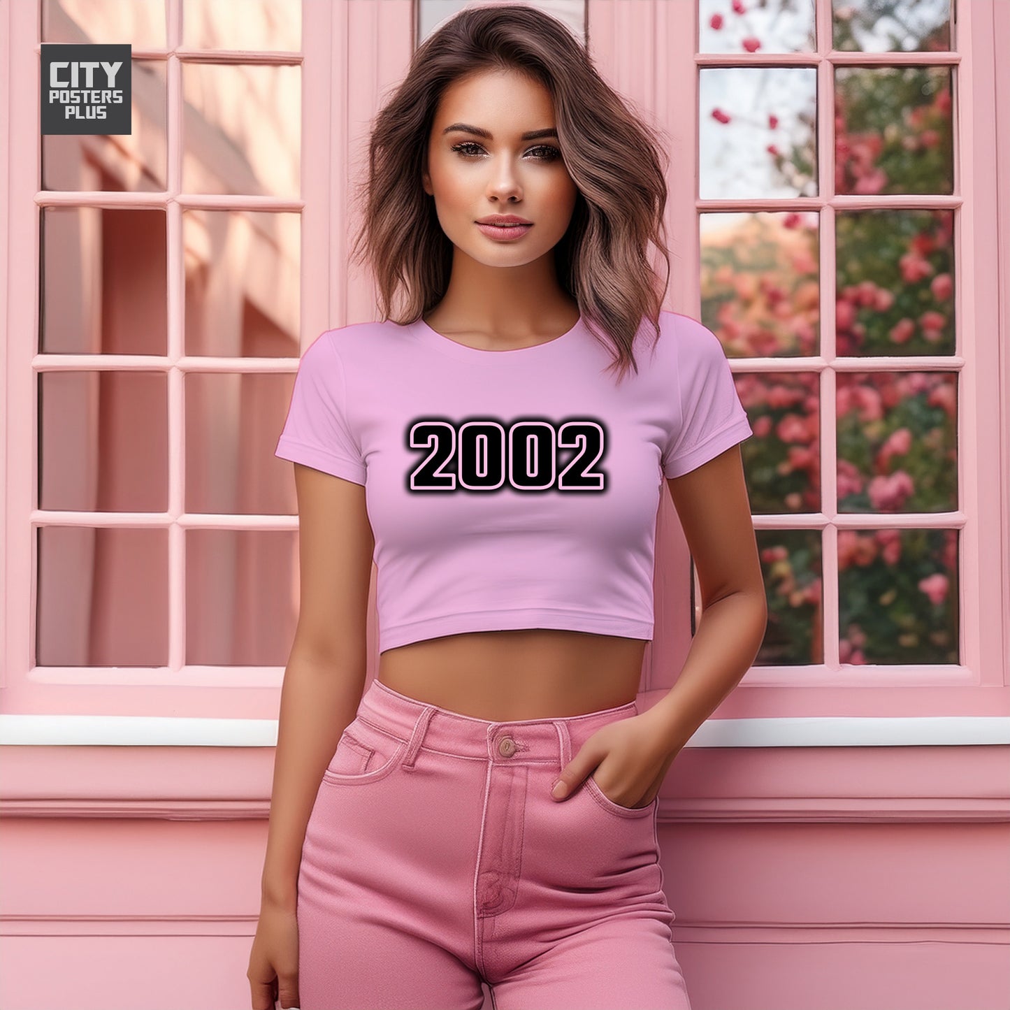 2002 Year Women Crop Top (Light Pink)