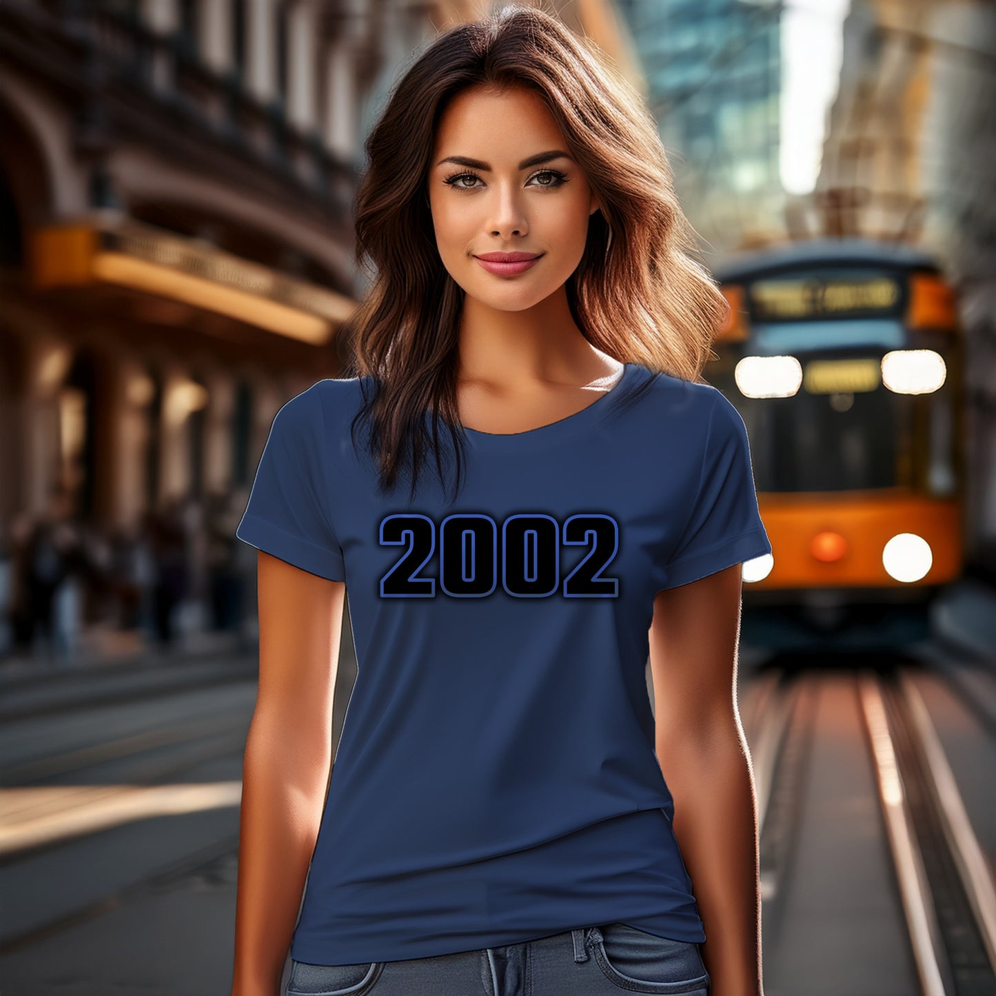 2002 Year Women T-Shirt (Navy Blue)