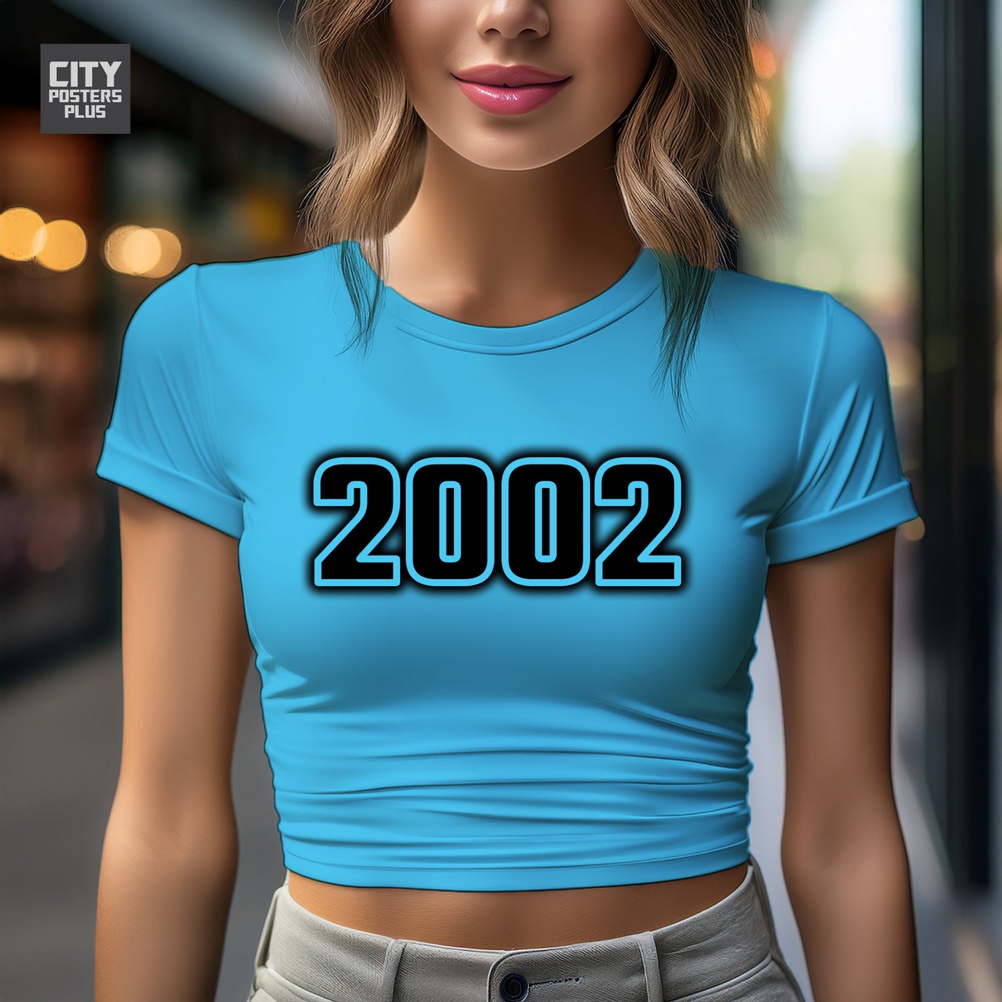 2002 Year Women Crop Top (Sky Blue)