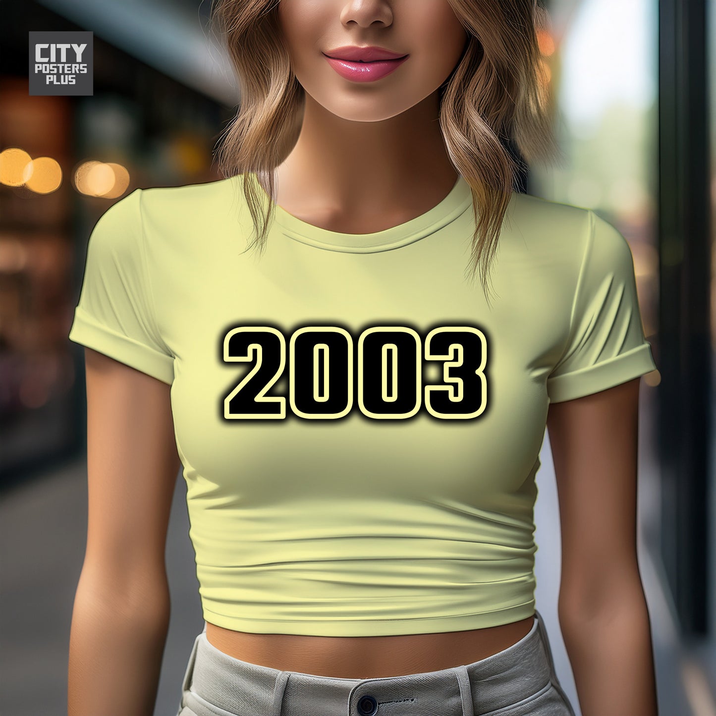 2003 Year Women Crop Top (Butter Yellow)