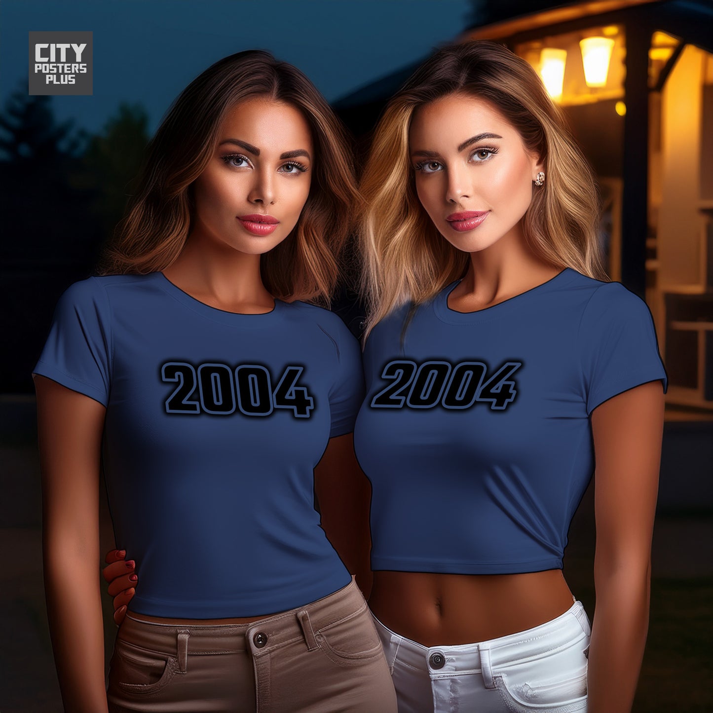 2004 Year Women Crop Top (Navy Blue)