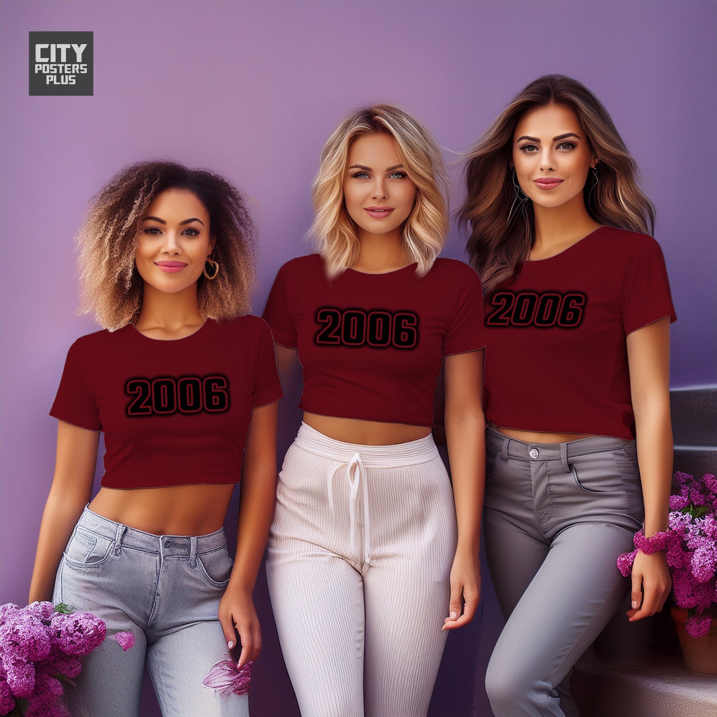 2006 Year Women Crop Top (Maroon)