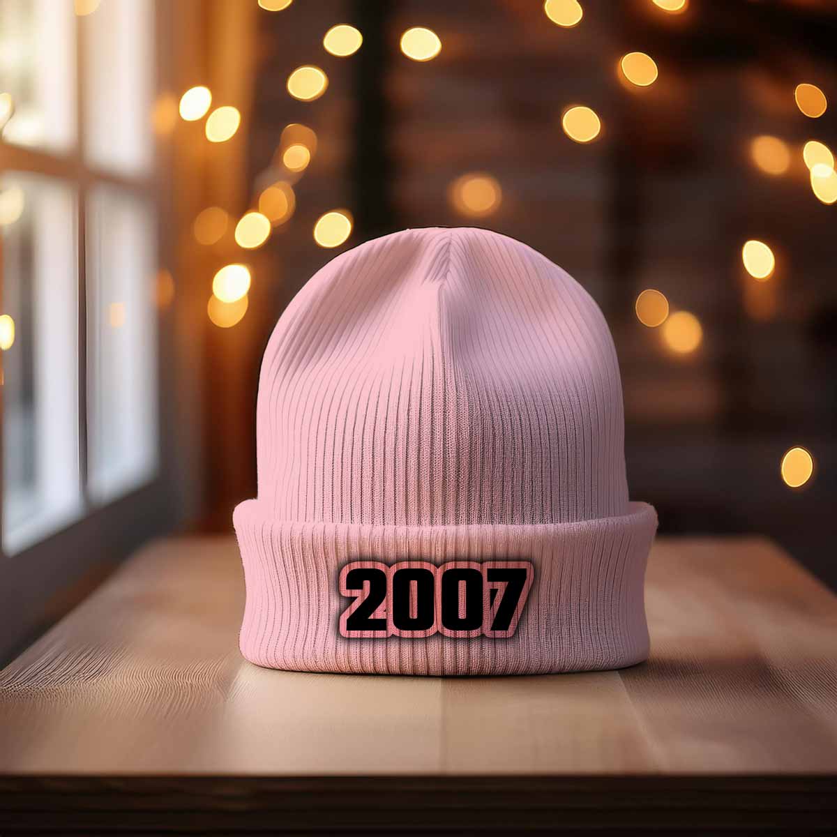 2007 Year Cuffed Beanie (Baby Pink)