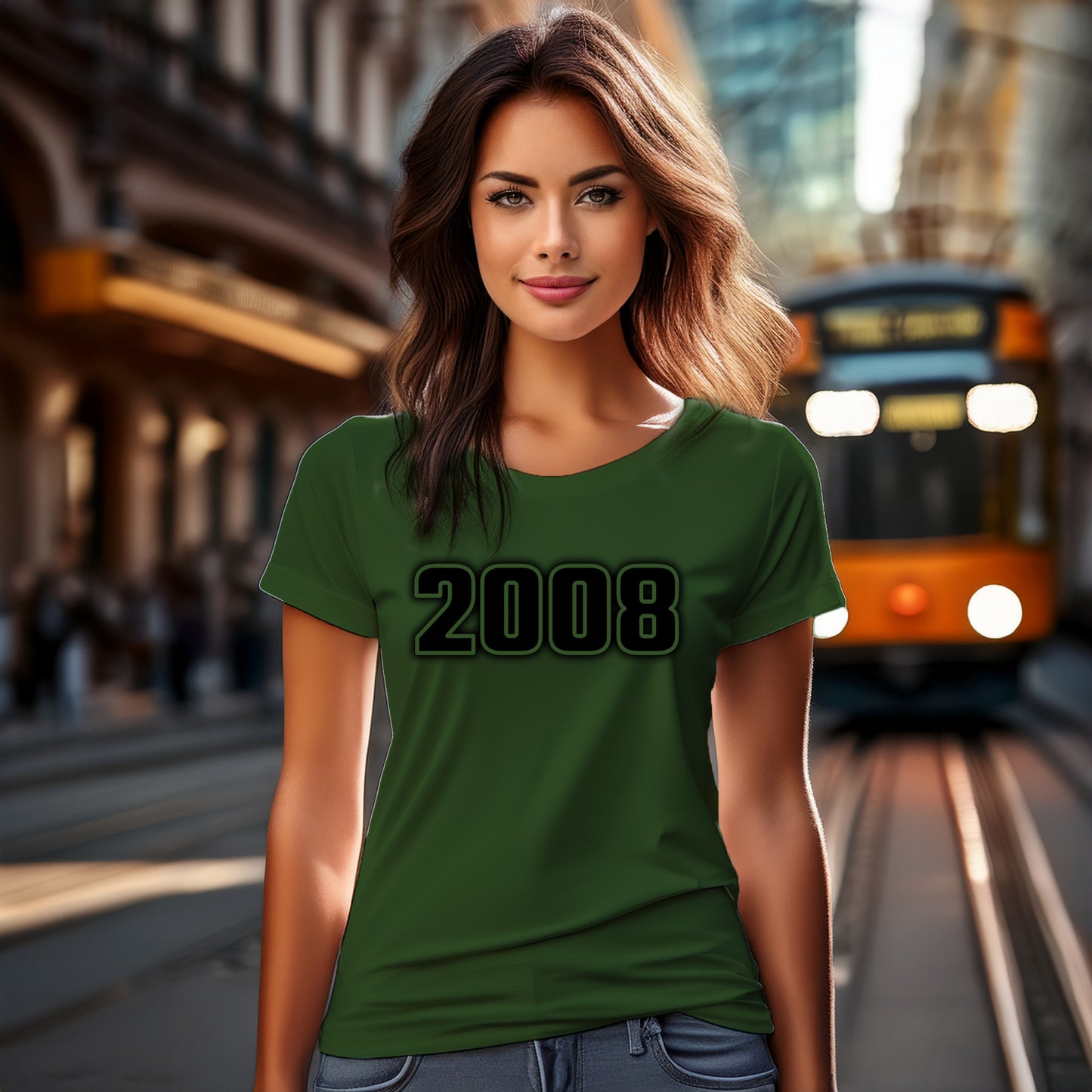 2008 Year Women T-Shirt (Olive Green)