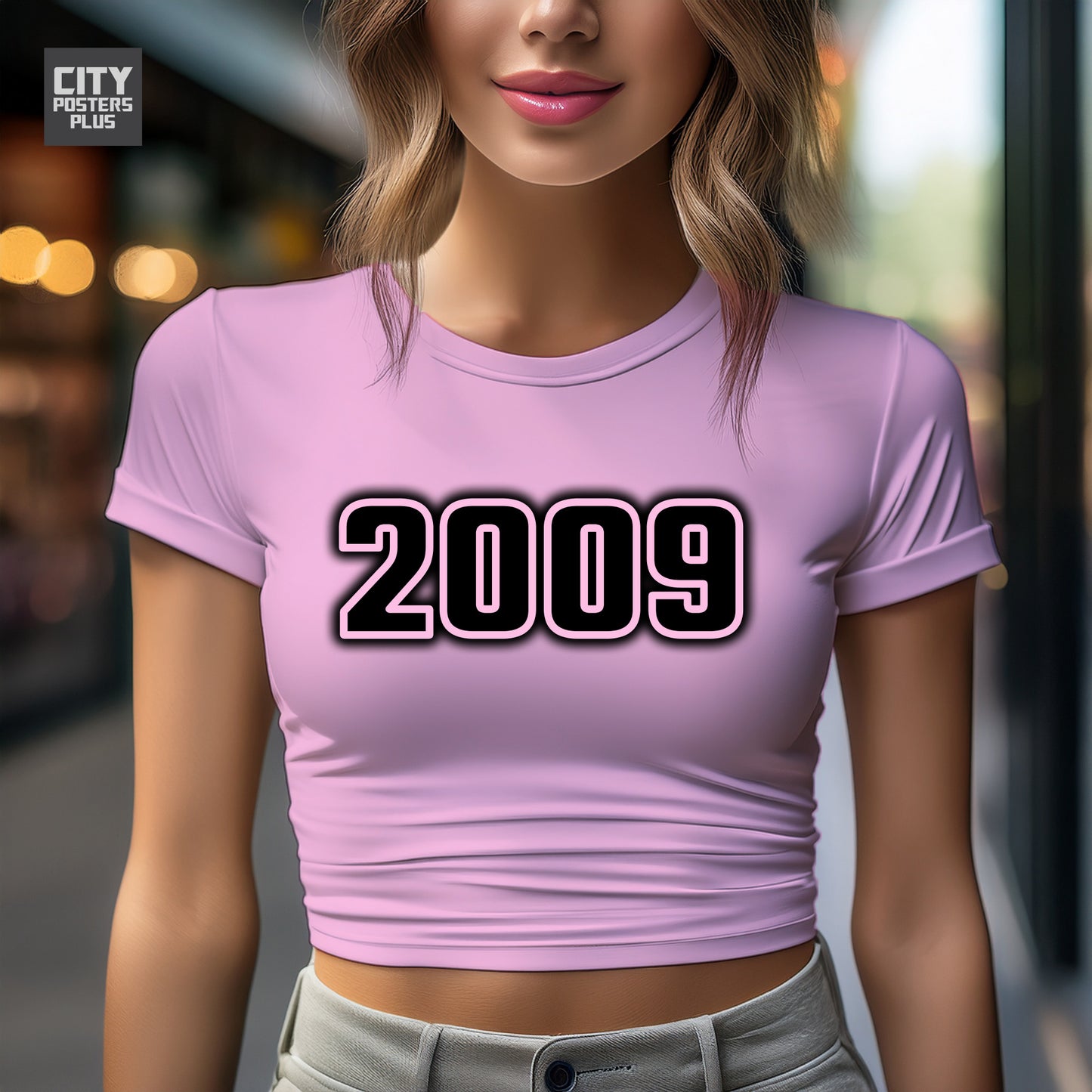 2009 Year Women Crop Top (Light Pink)