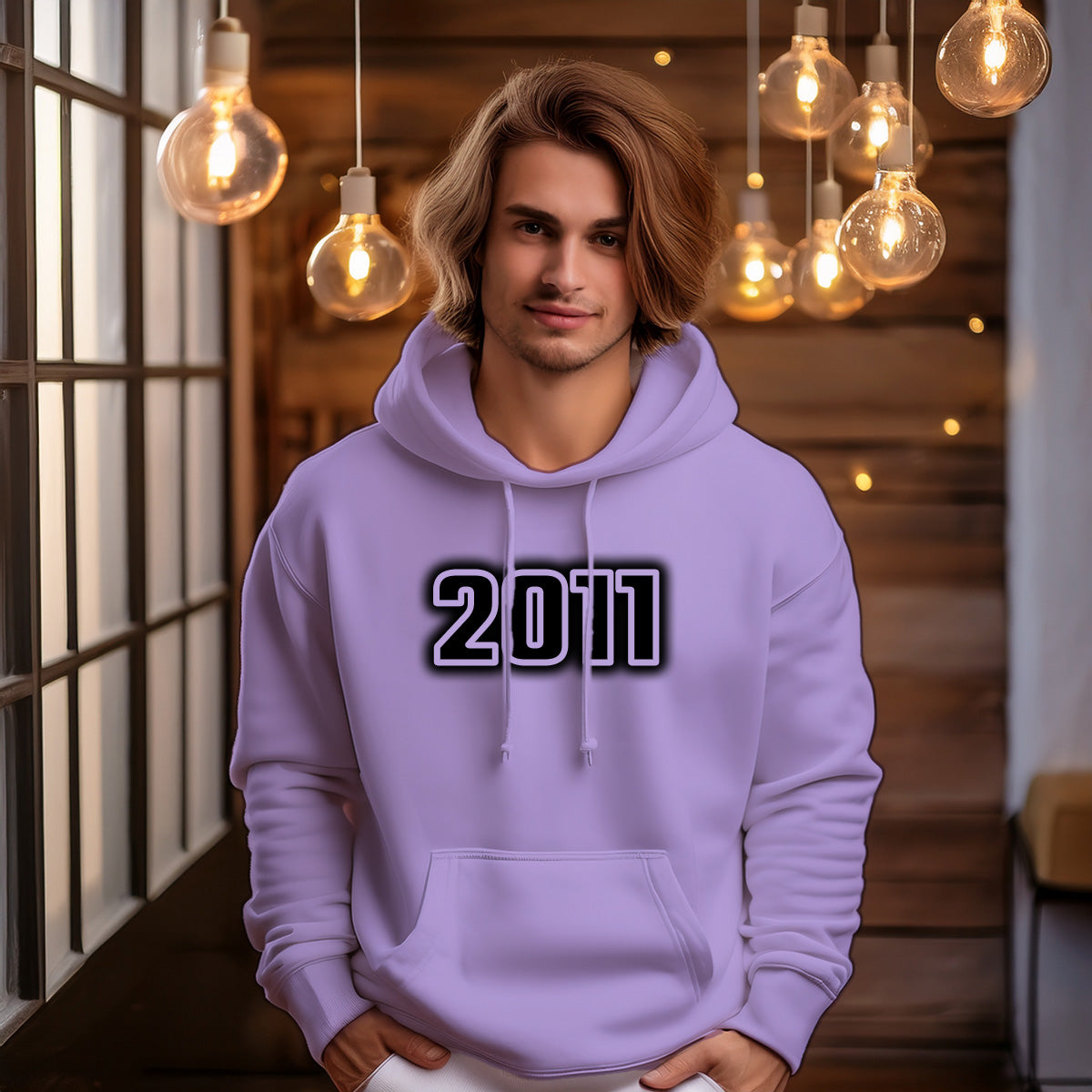 2011 Year Men Unisex Hoodie (Iris Lavender)