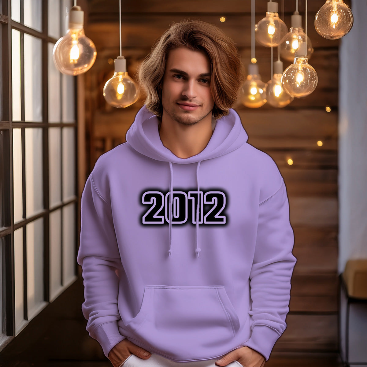 2012 Year Men Unisex Hoodie (Iris Lavender)