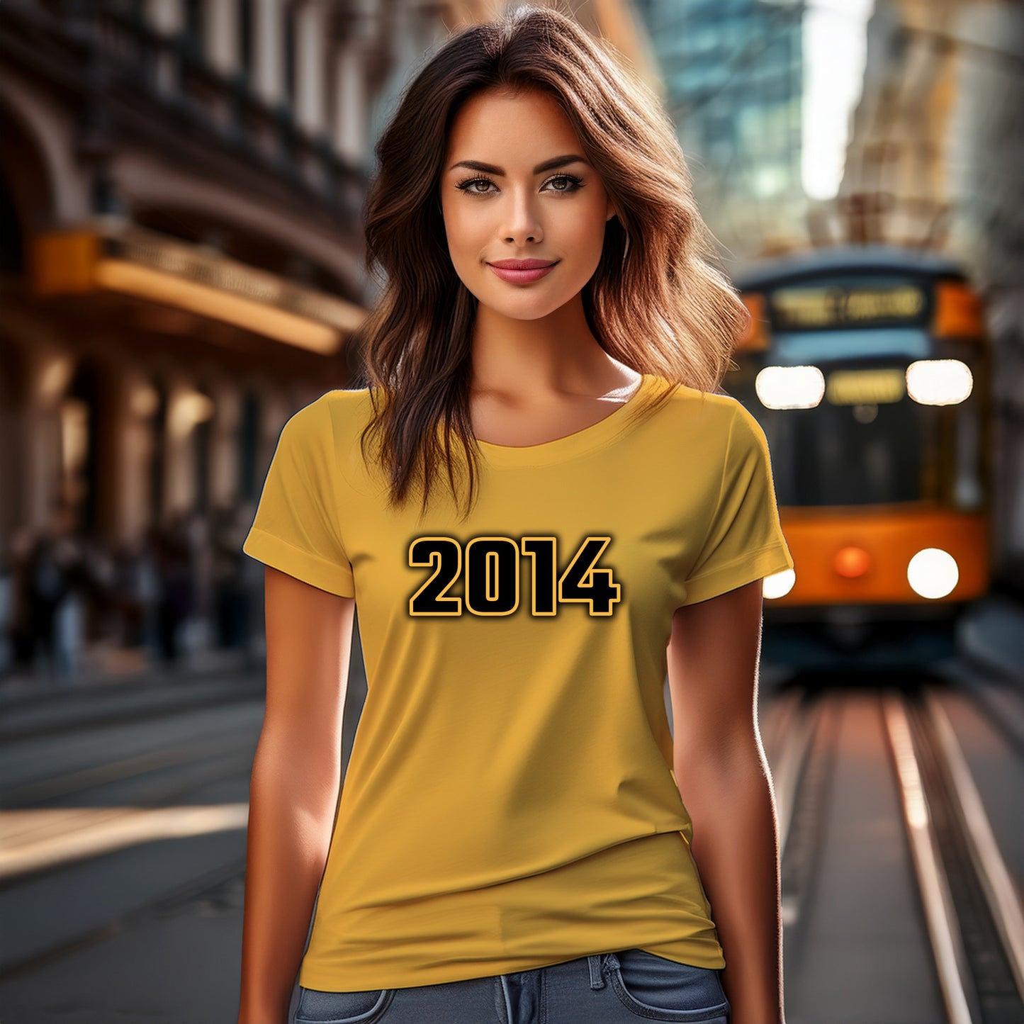 2014 Year Women T-Shirt (Golden Yellow)