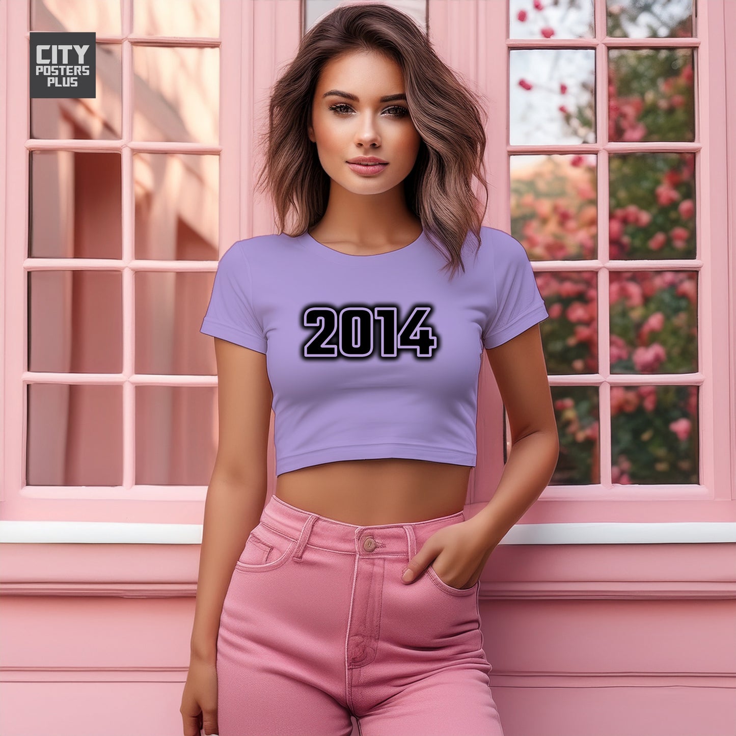 2014 Year Women Crop Top (Iris Lavender)
