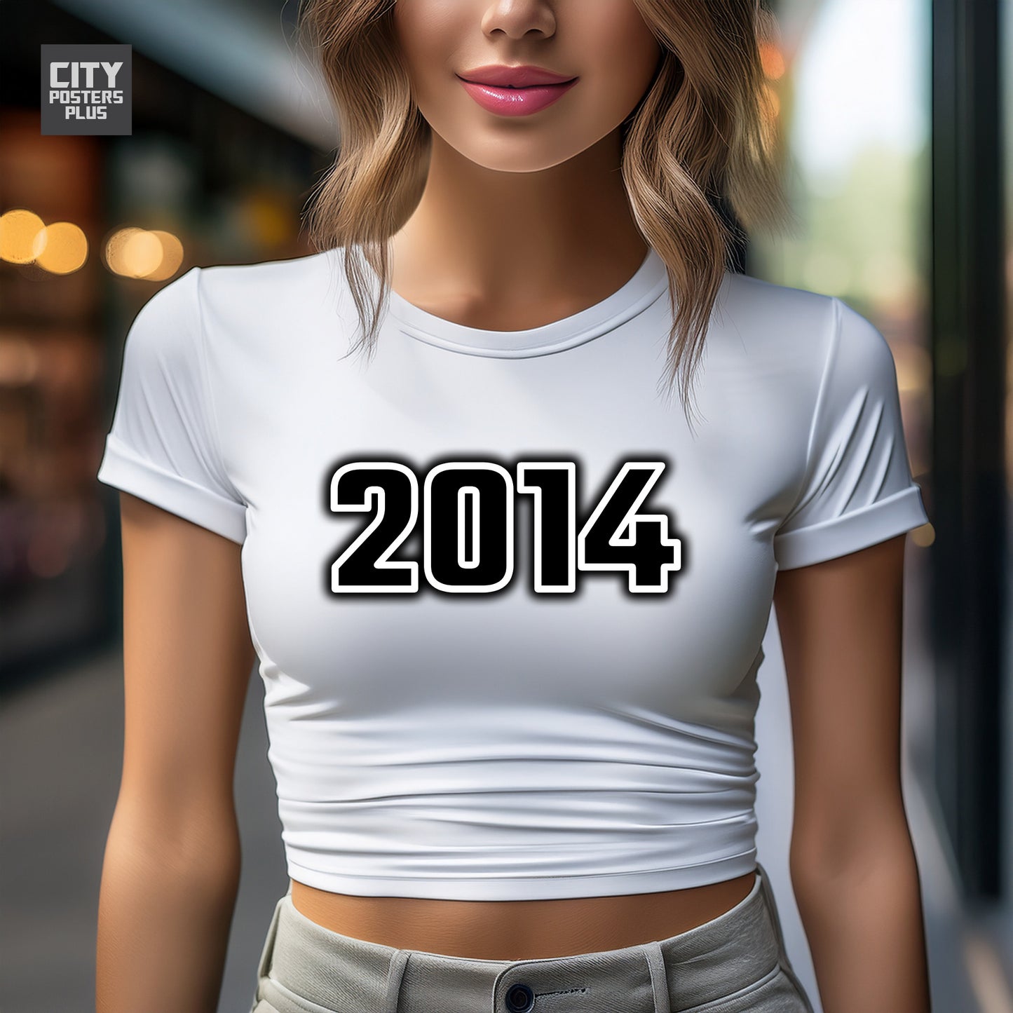 2014 Year Women Crop Top (White)