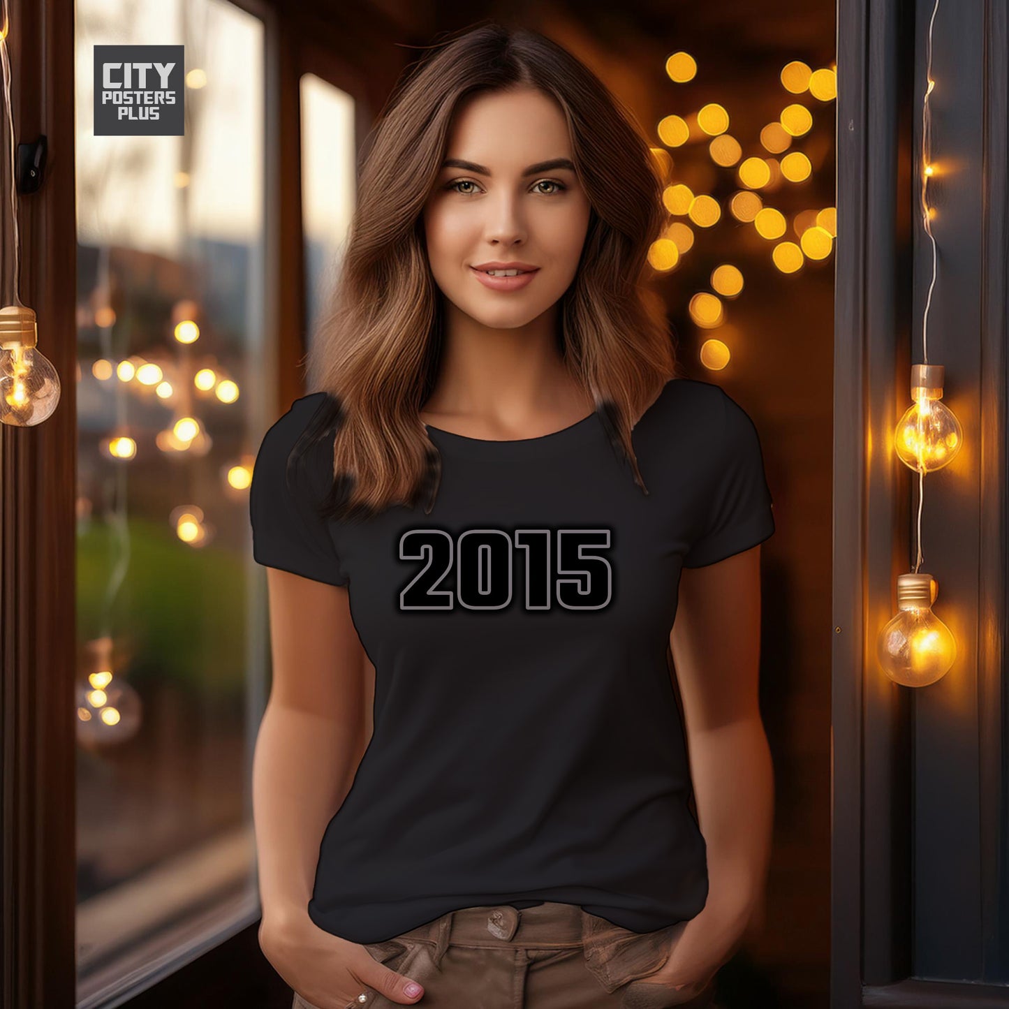 2015 Year Women T-Shirt (Black)