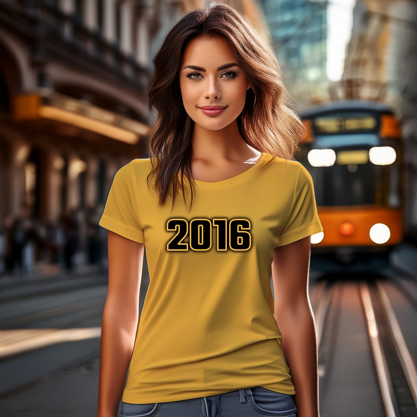 2016 Year Women T-Shirt (Golden Yellow)
