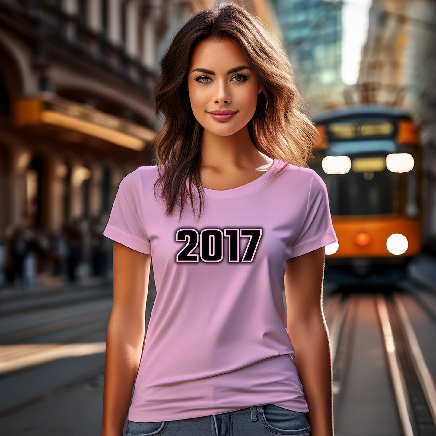 2017 Year Women T-Shirt (Light Pink)