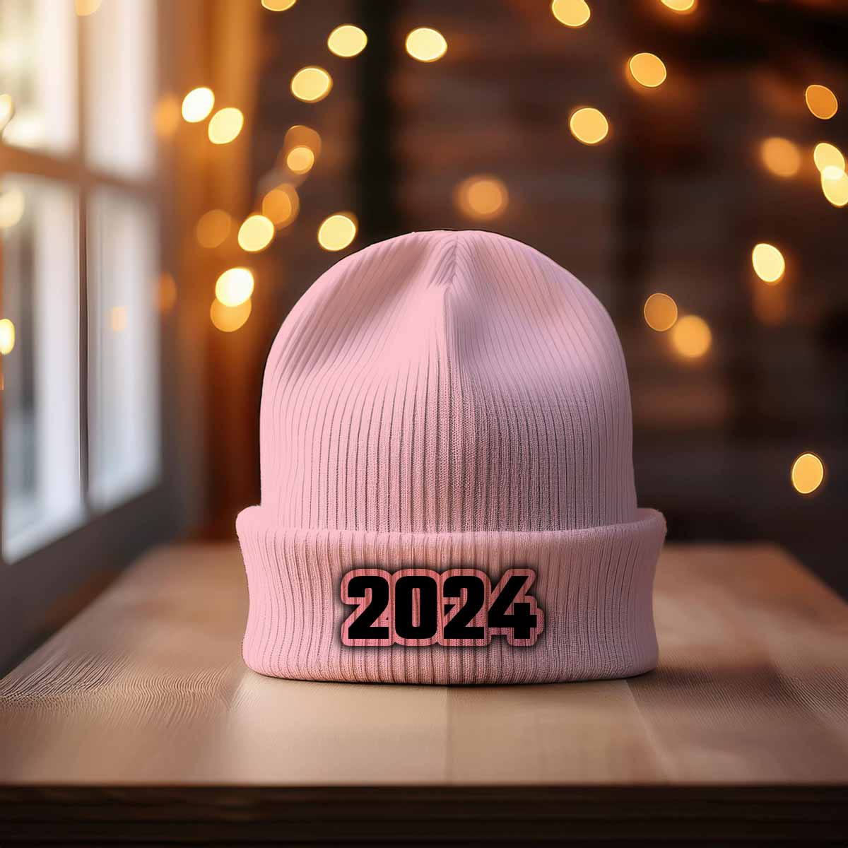 2024 Year Cuffed Beanie (Baby Pink)