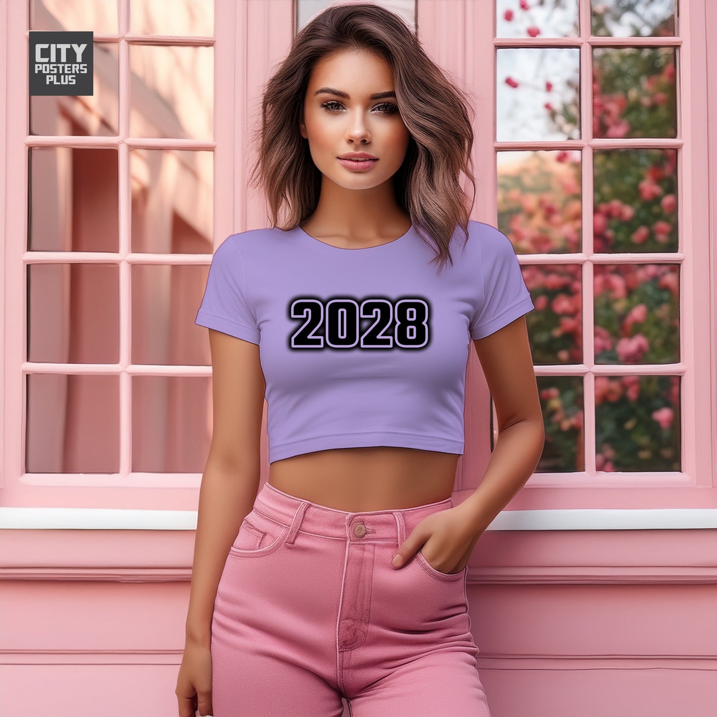 2028 Year Women Crop Top (Iris Lavender)