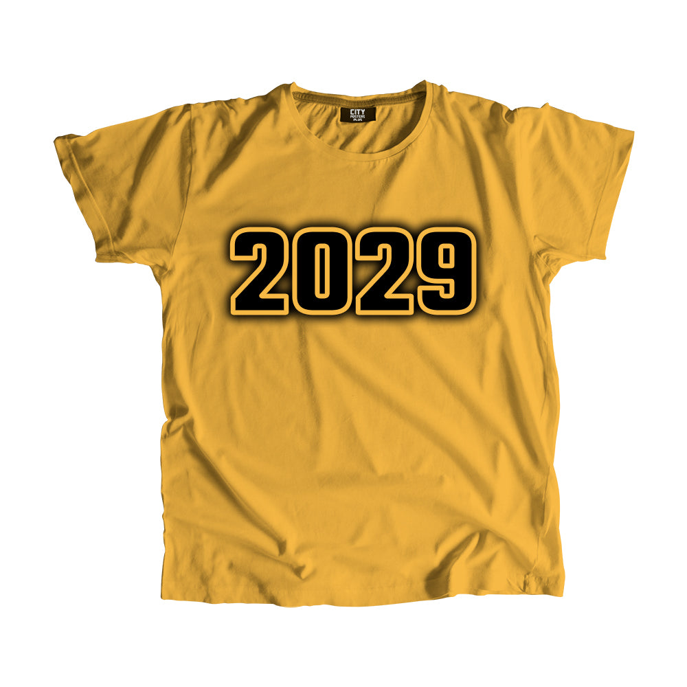 2029 Year Men Unisex T-Shirt (Golden Yellow)
