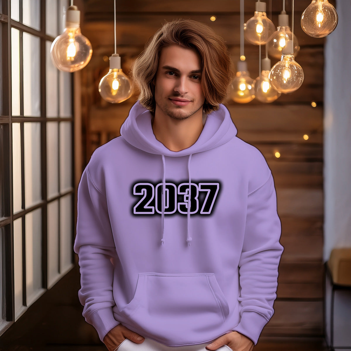 2037 Year Men Unisex Hoodie (Iris Lavender)