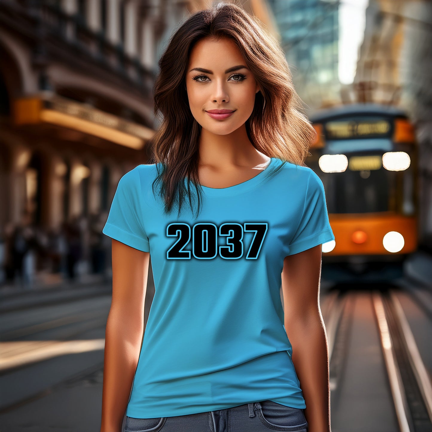 2037 Year Women T-Shirt (Sky Blue)