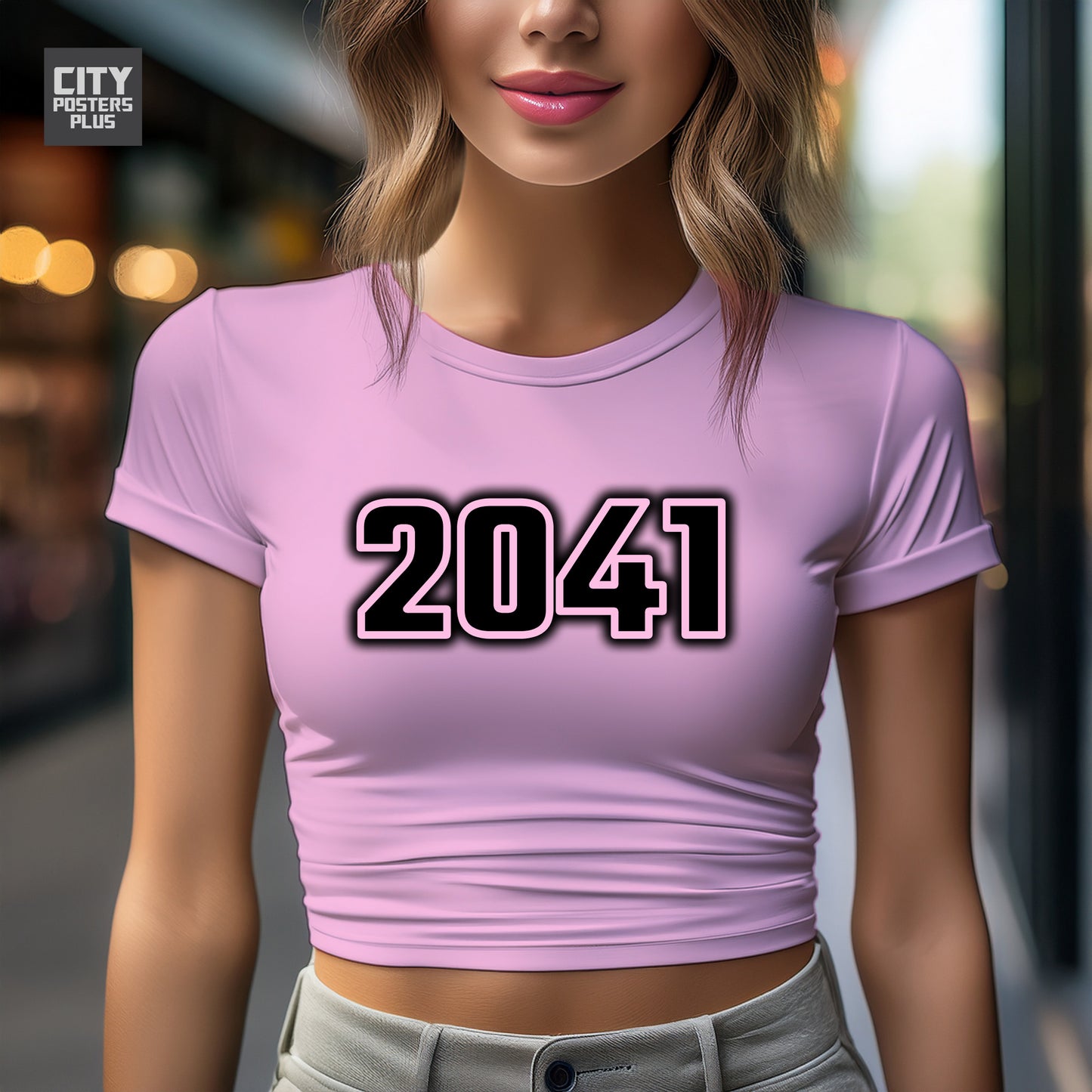 2041 Year Women Crop Top (Light Pink)