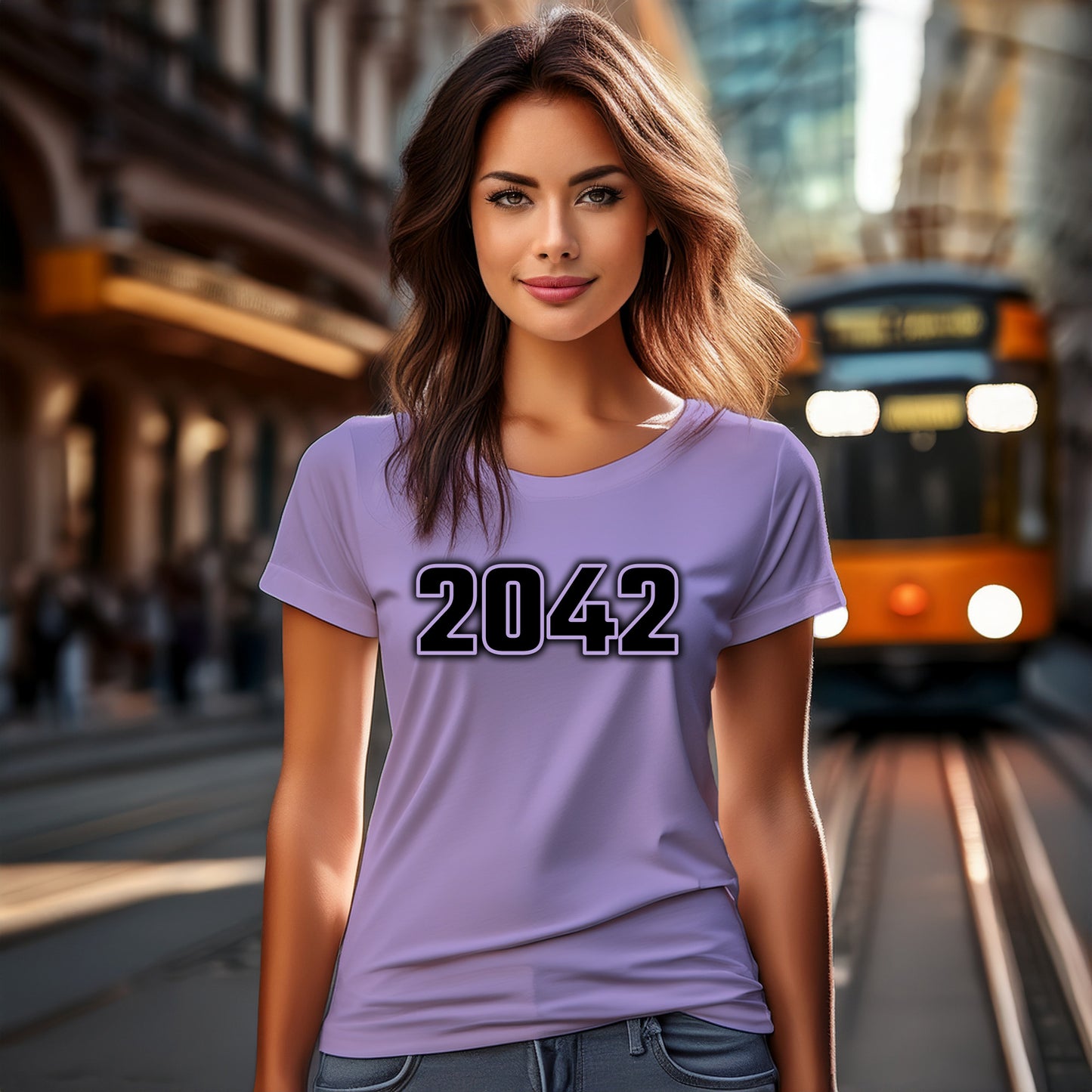 2042 Year Women T-Shirt (Iris Lavender)