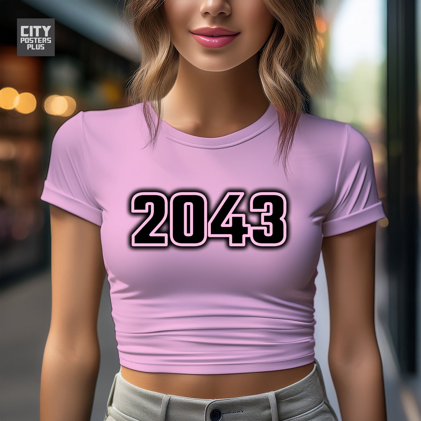 2043 Year Women Crop Top (Light Pink)