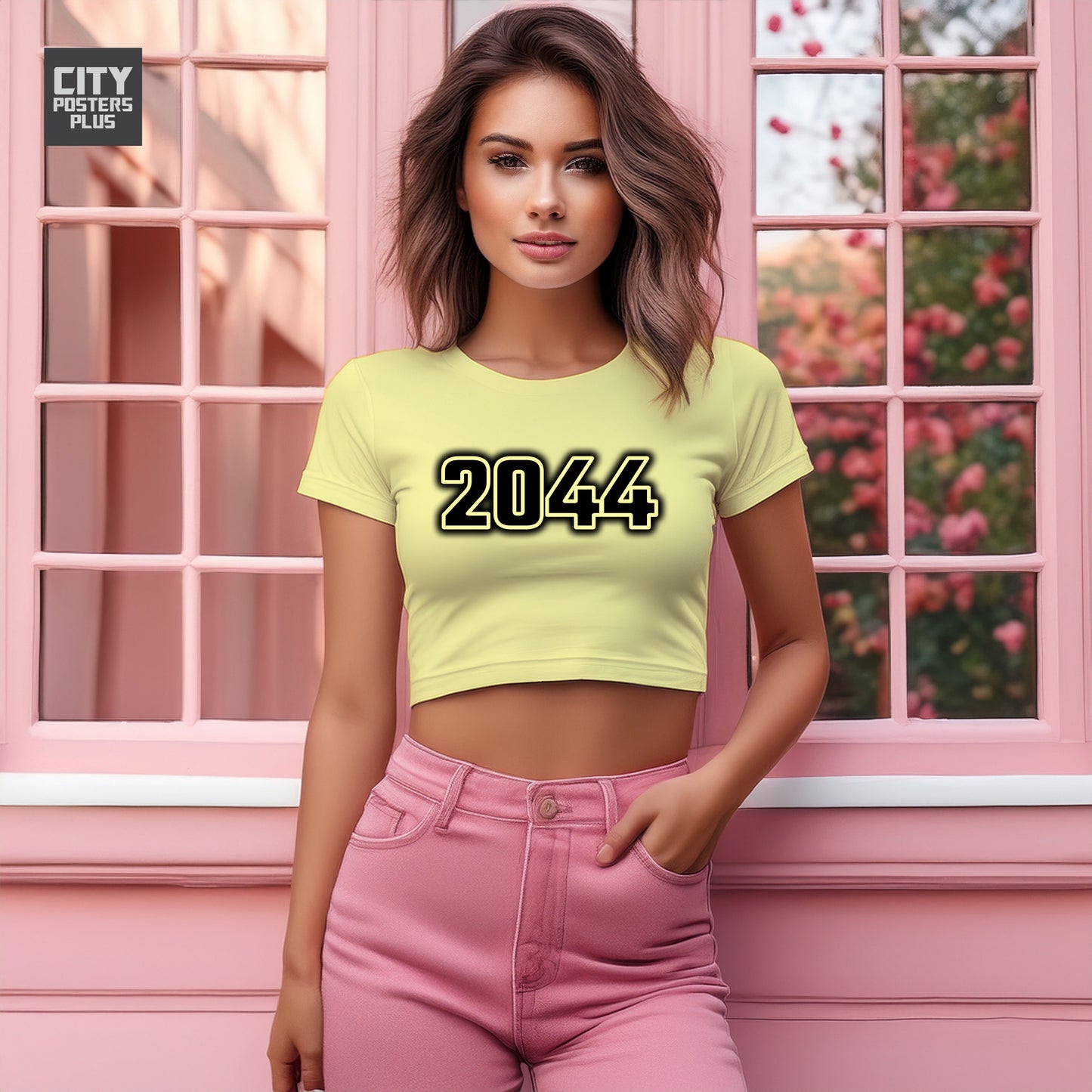 2044 Year Women Crop Top (Butter Yellow)