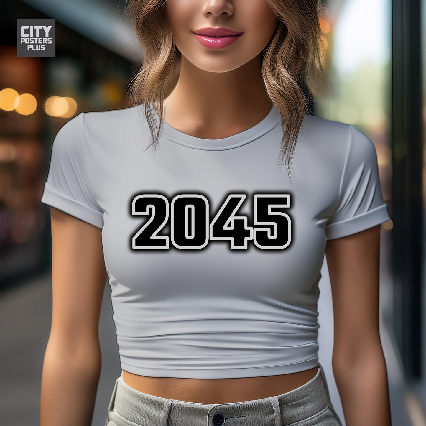 2045 Year Women Crop Top (Melange Grey)